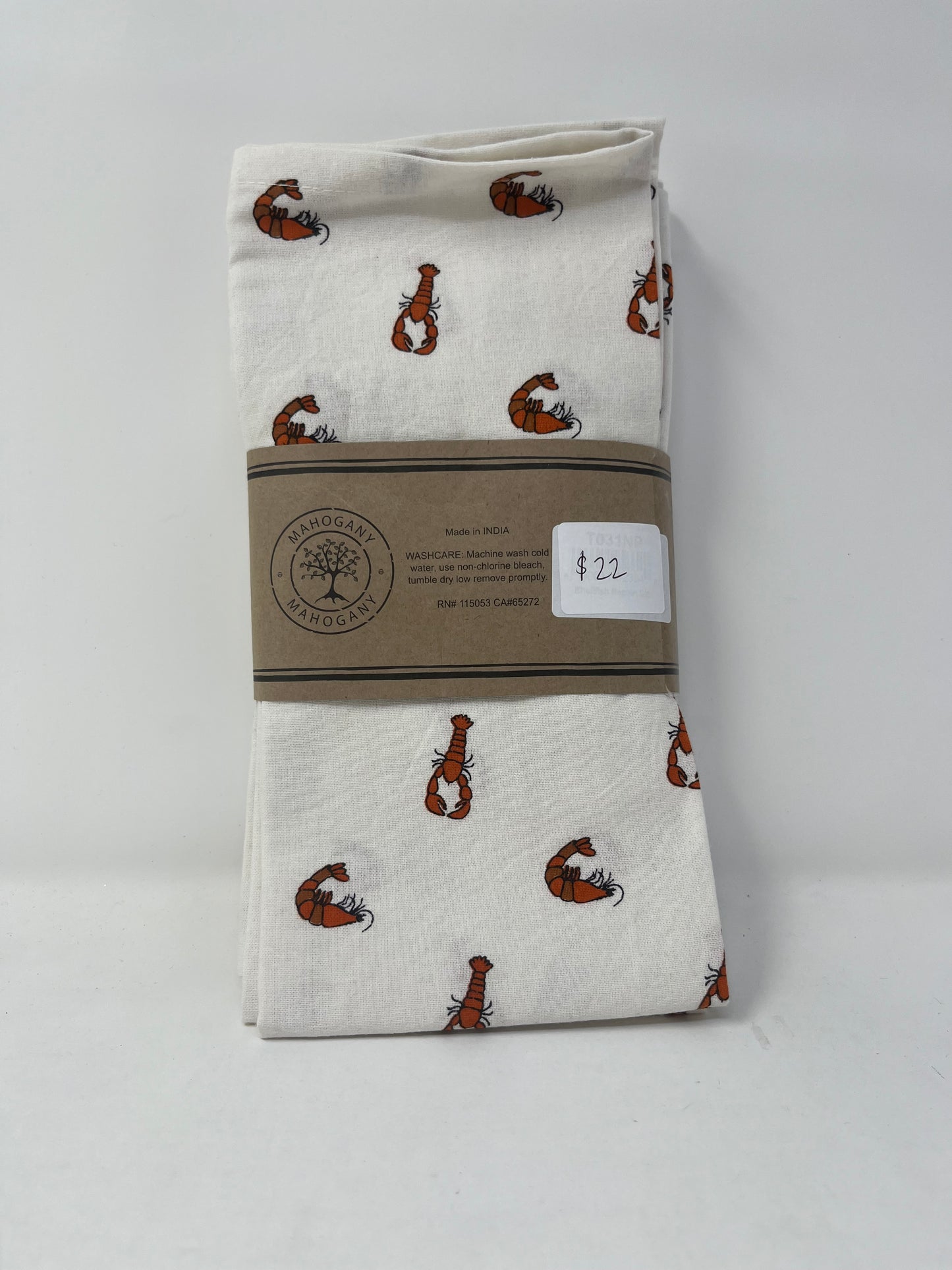 Mahogany Printed Shellfish Motif Napkins (Set of 4)