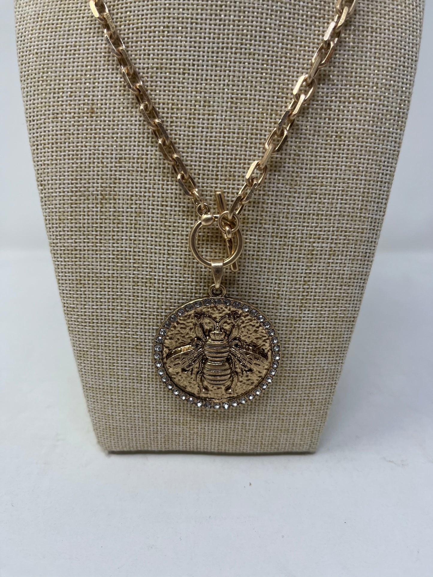 Gold Bee Pendant Necklace