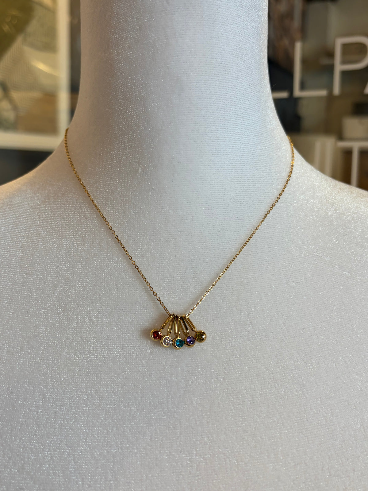 5 Stone Charm Necklace