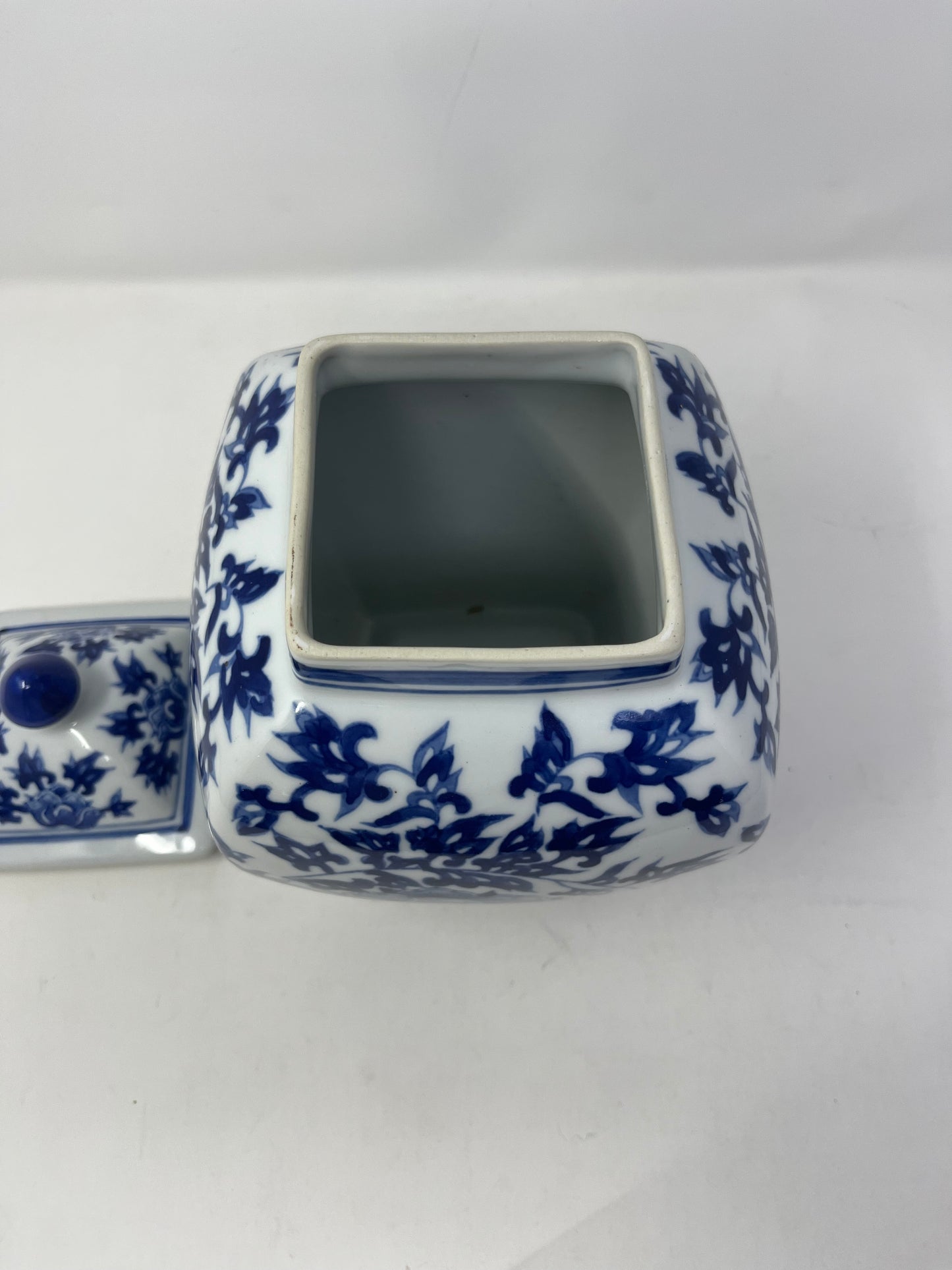Cobalt Vine Lidded Ceramic Pot (NO PRICE YET)
