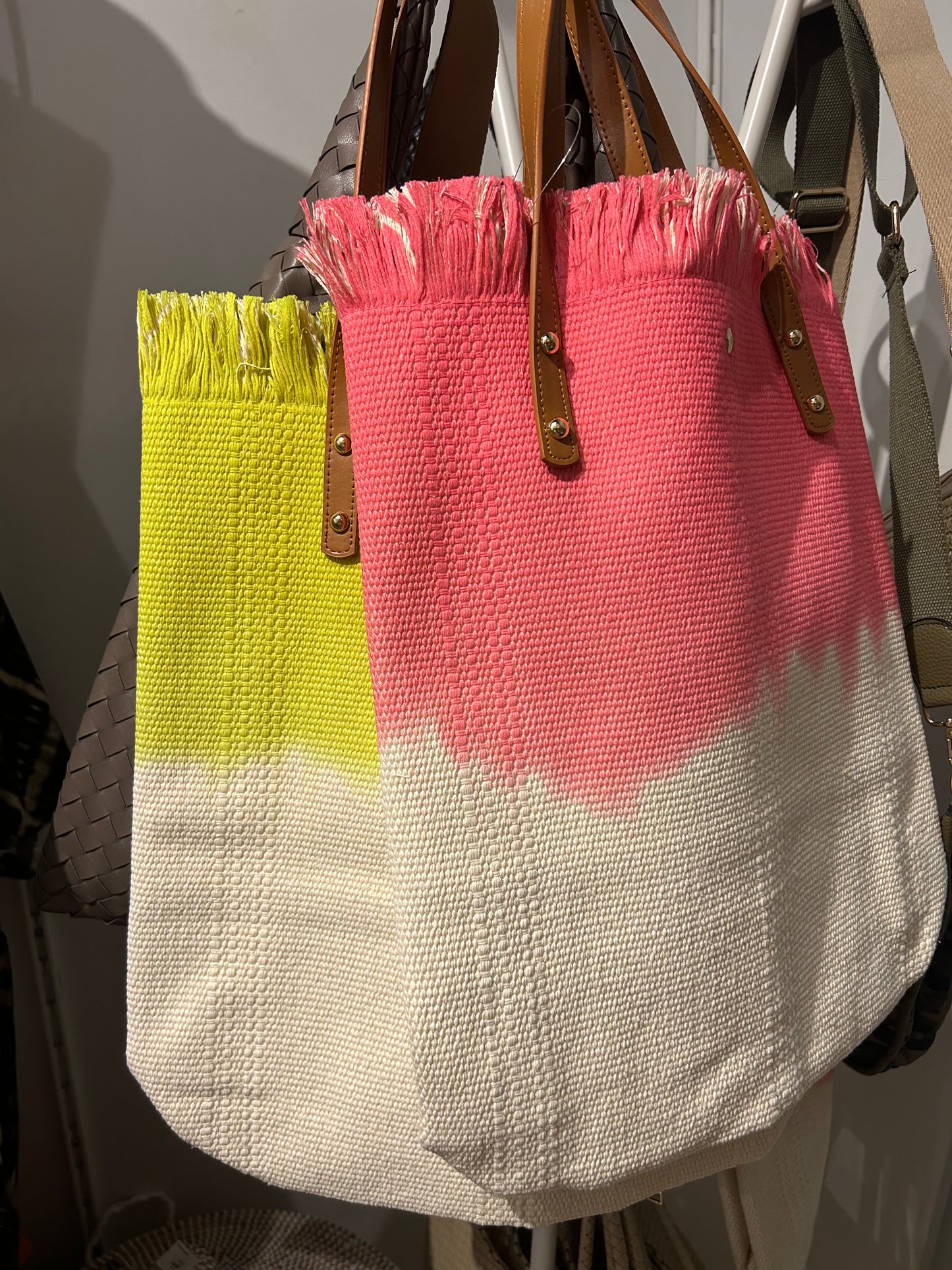 Neon Faded & Frayed Tote