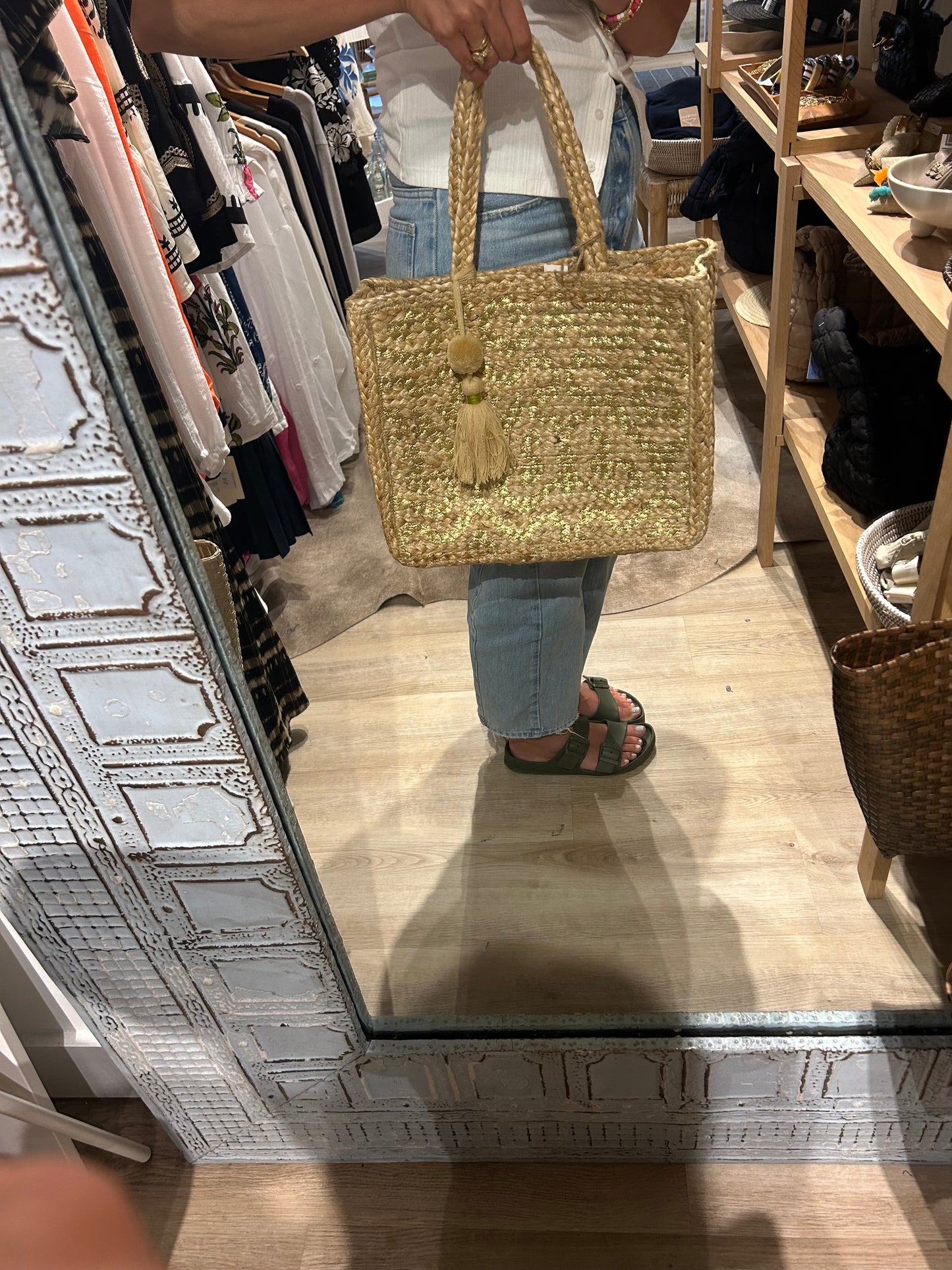 Gold & Natural Straw Bag