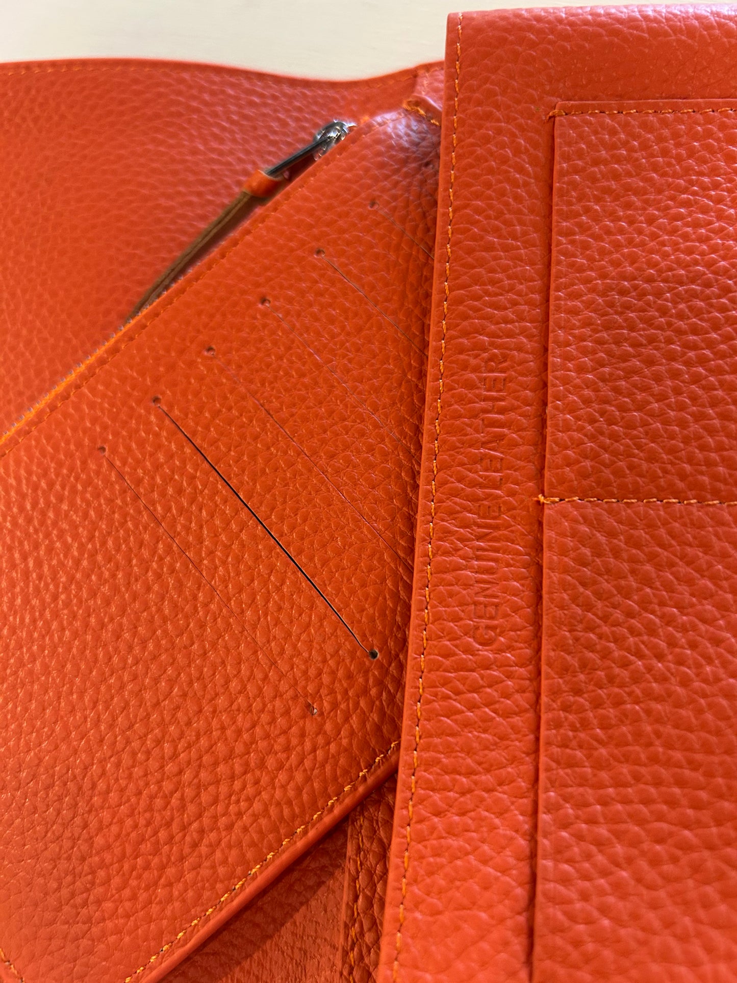 Orange Textured Leather Wallet