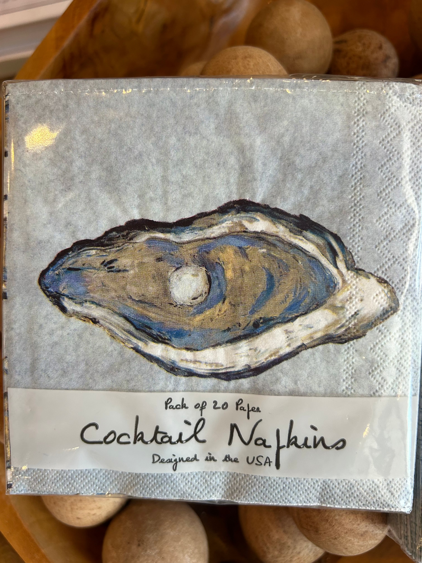 Blue Heron & Oyster Cocktail Napkins - Square