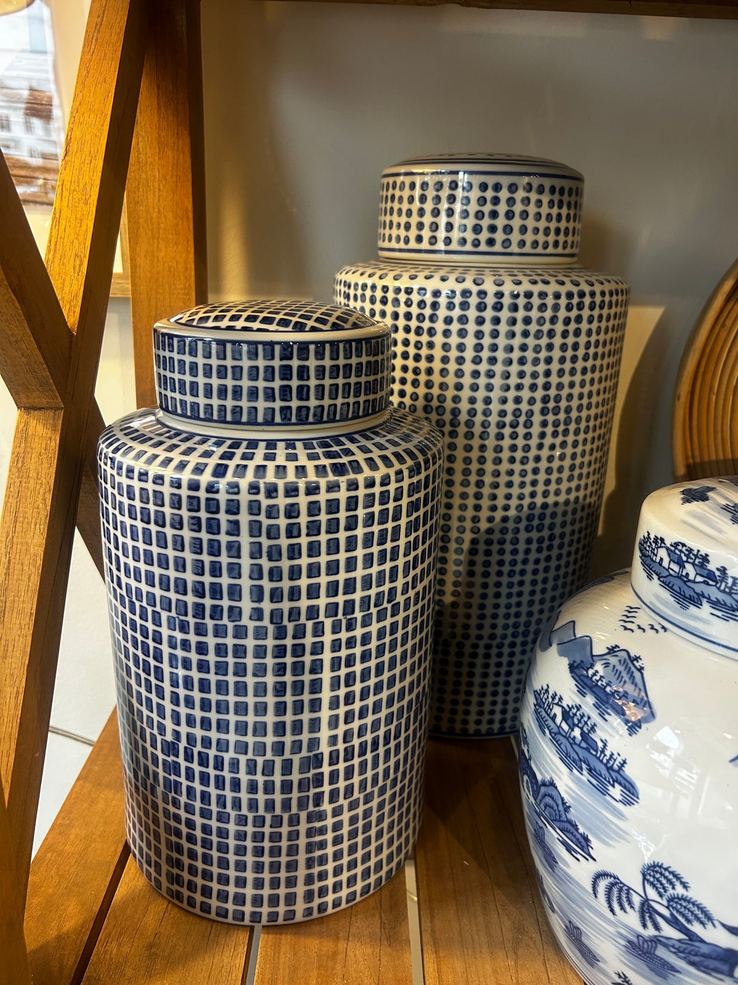 Blue Dot Ceramic Jar