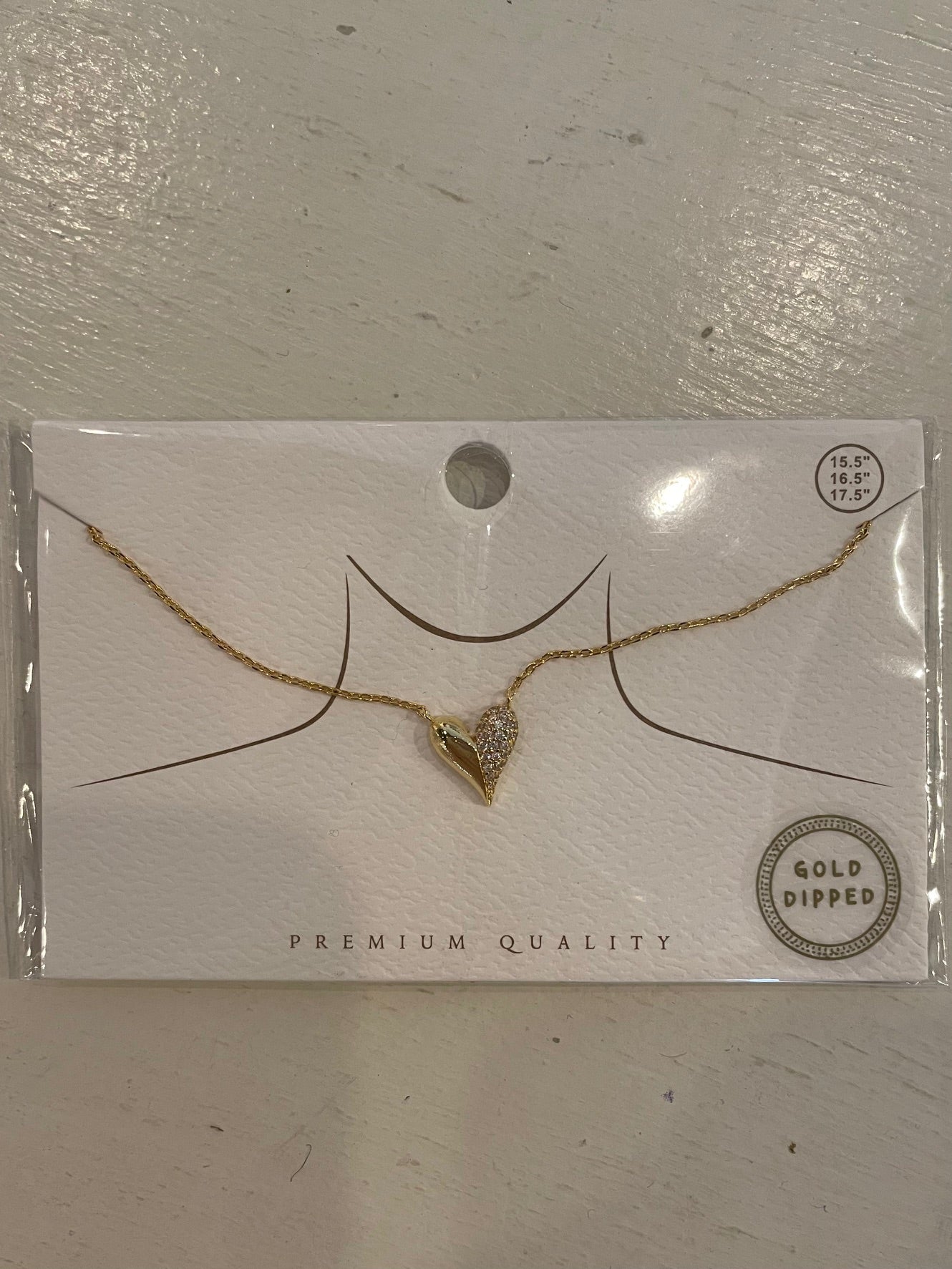 Heart Pendant Half Sparkly Necklace