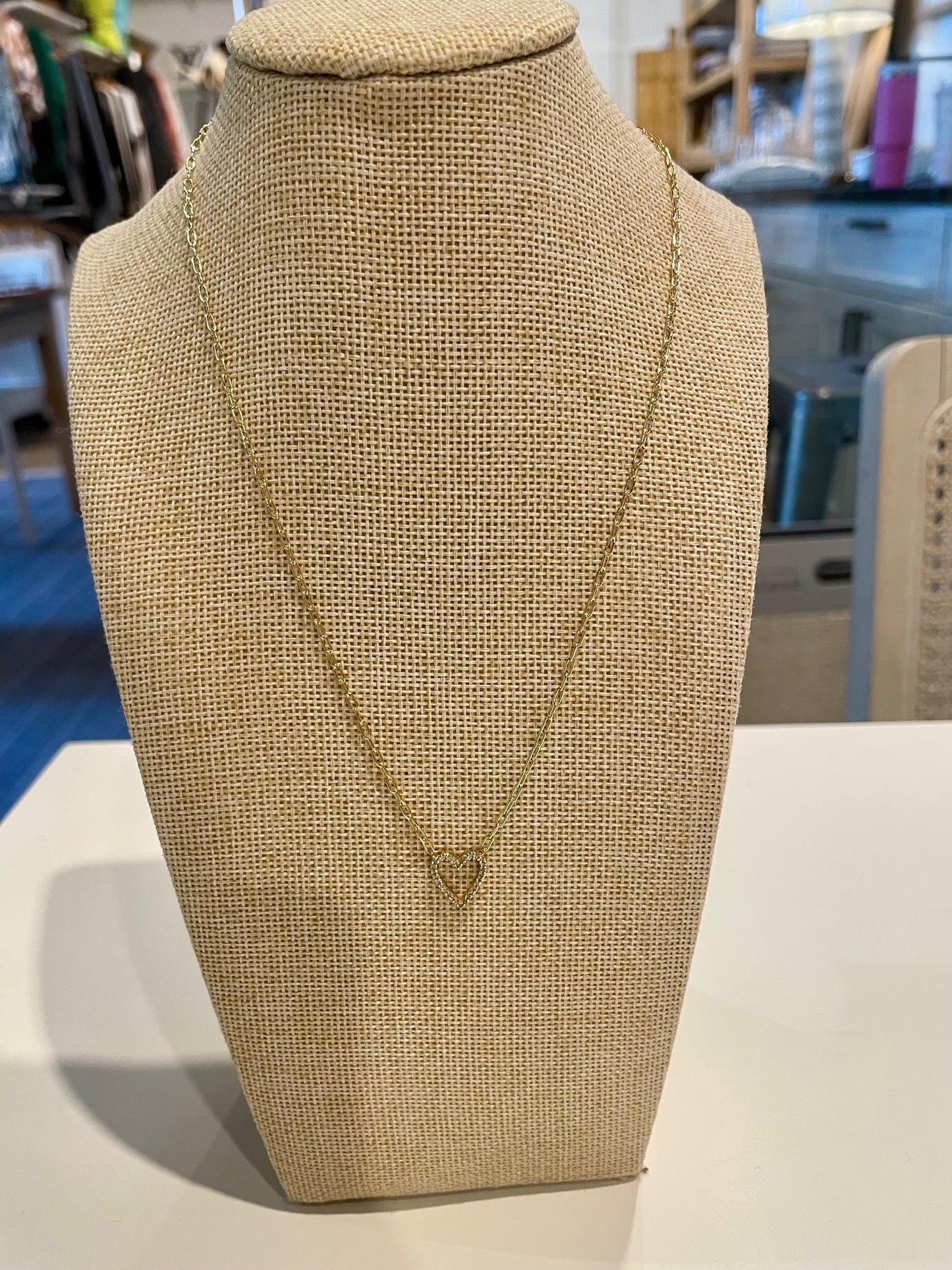 Heart Outline Gold Pendant Necklace