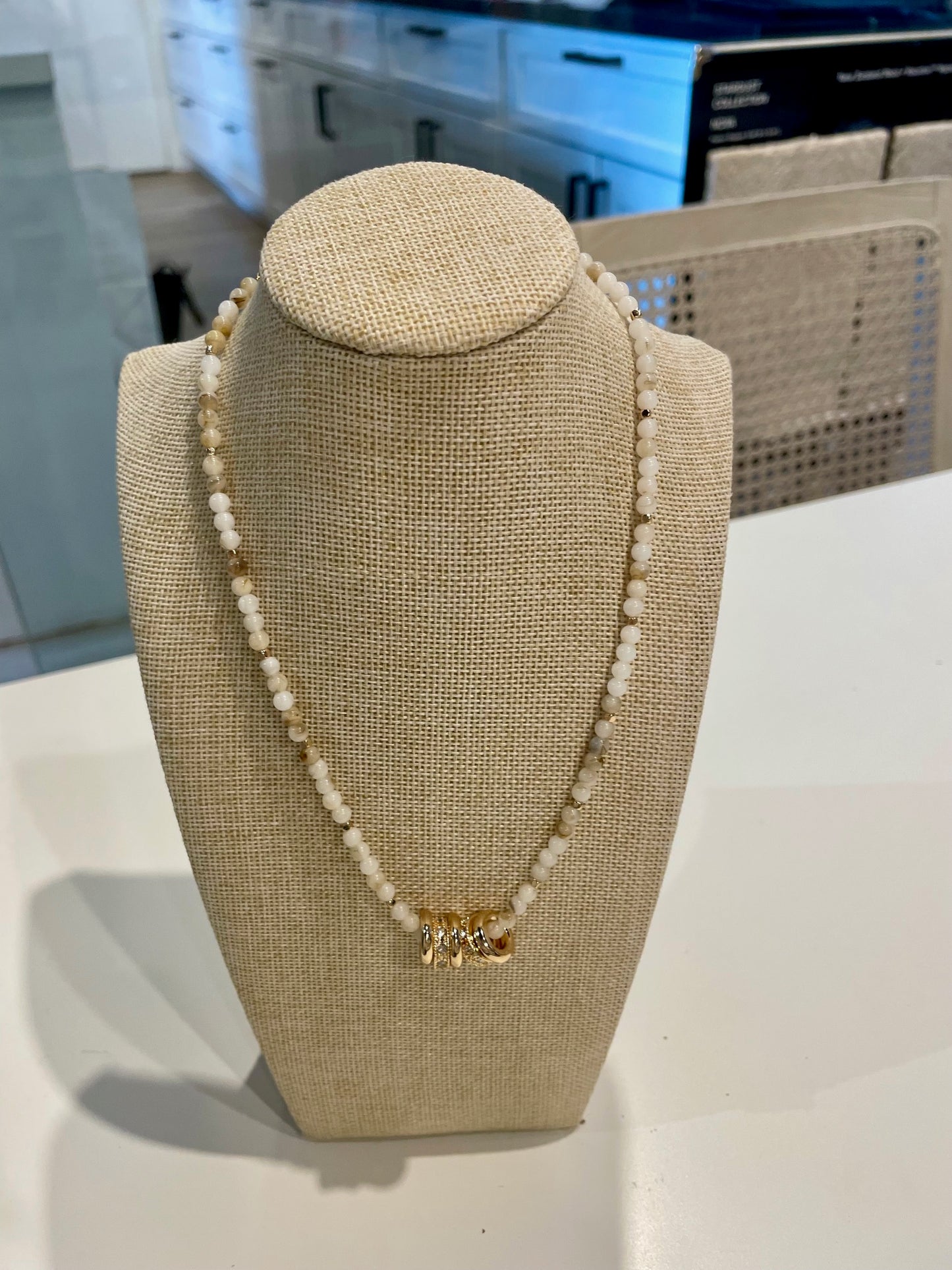 Beaded & Gold Rounds Necklace