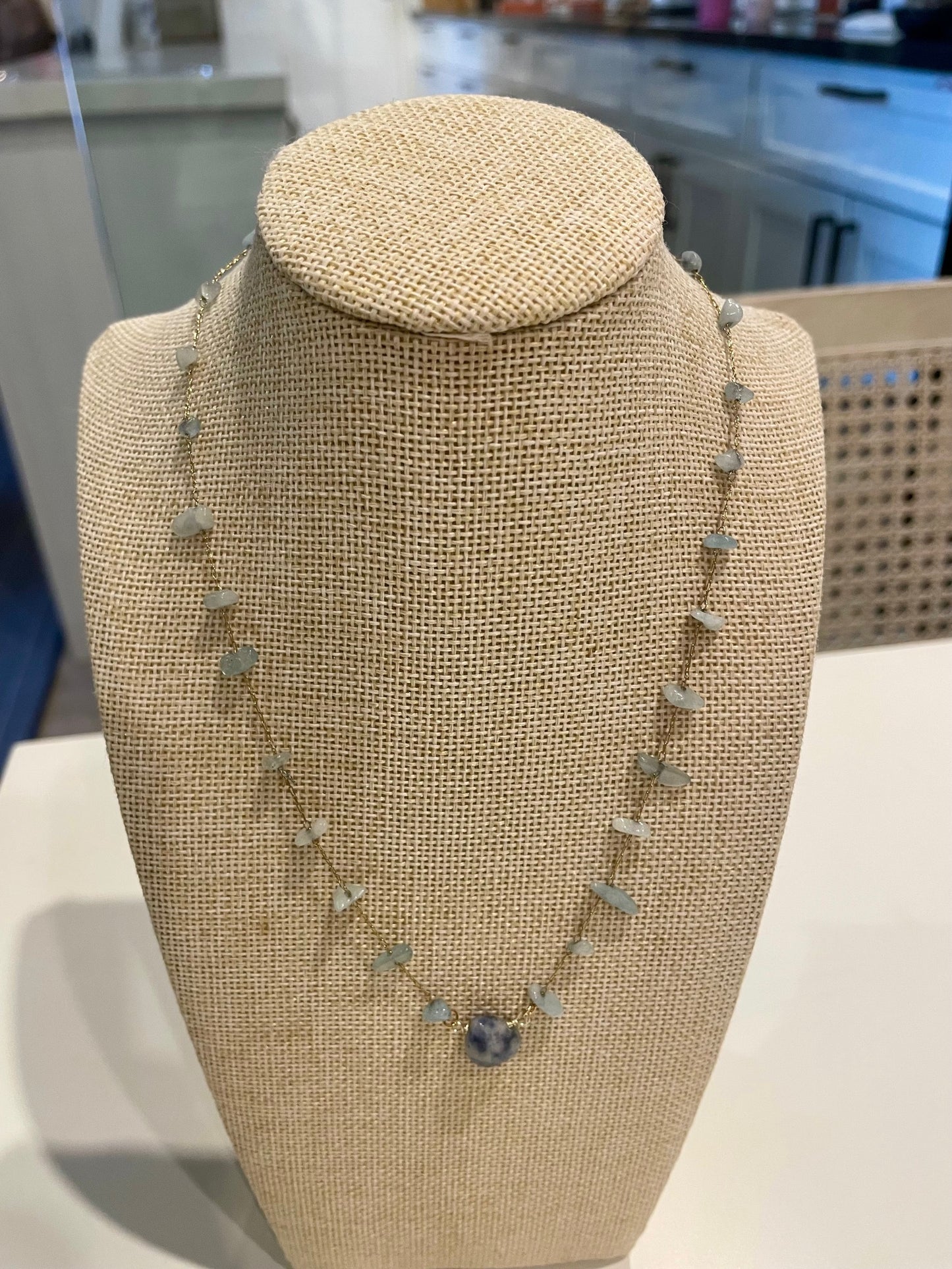 Stone Beaded Gold Necklace