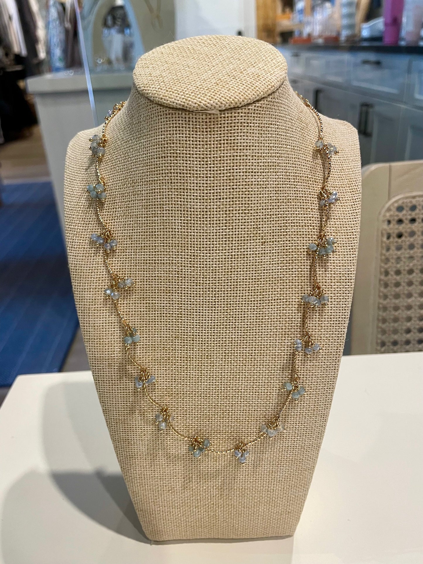 Crystal Clusters Gold Necklace