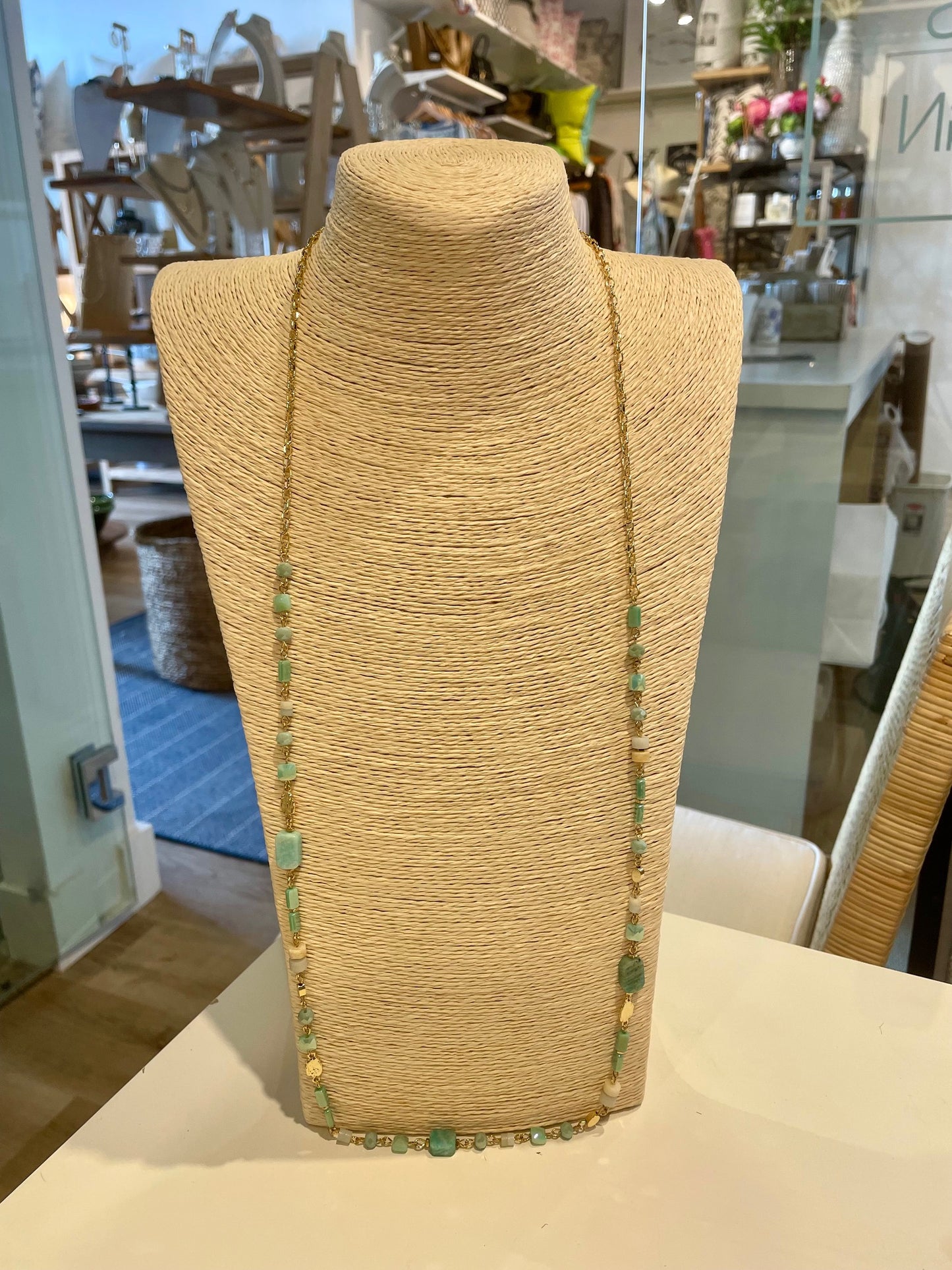 Various Turquoise Beaded Gold Necklace