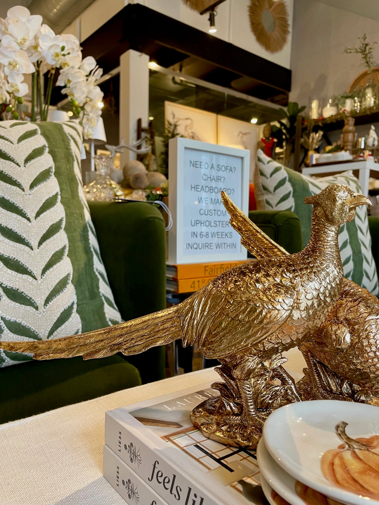 Elegant Gold Bird Statue