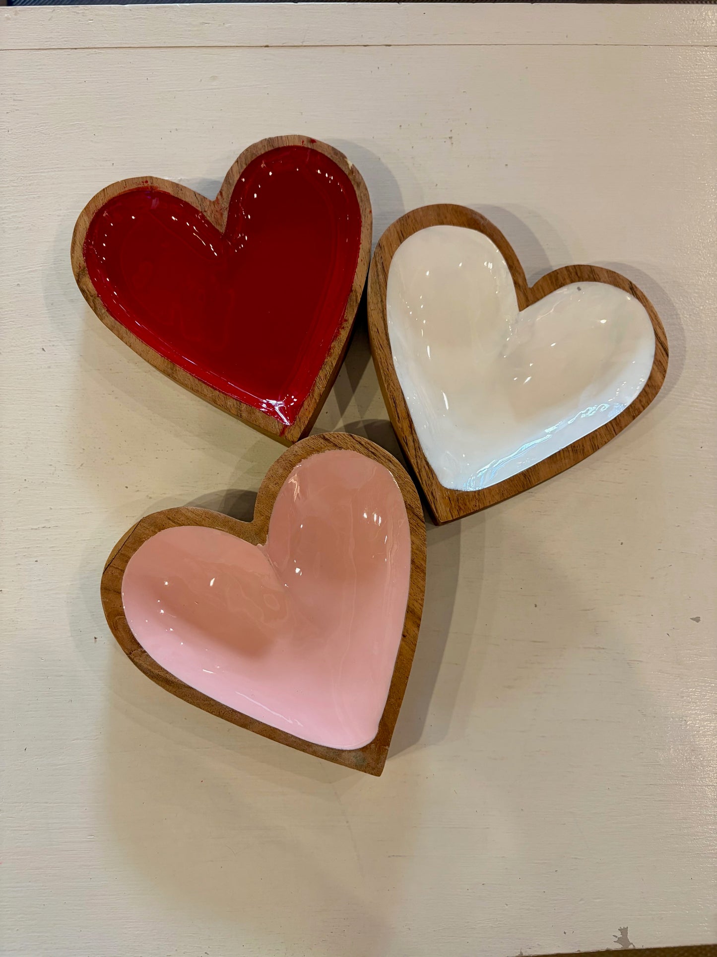 Small Wood Enamel Heart Dish