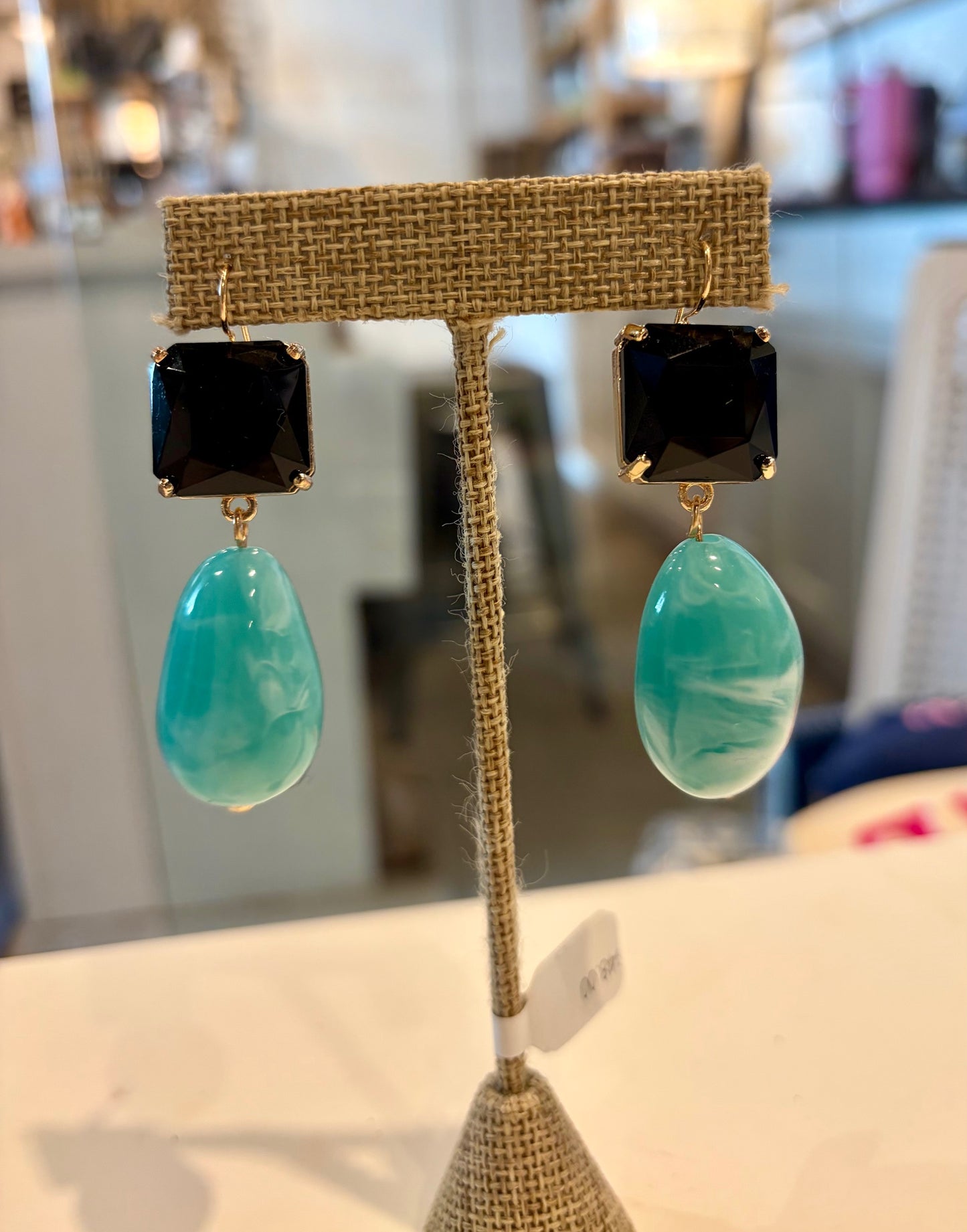 Black & Blue Statement Drop Earrings