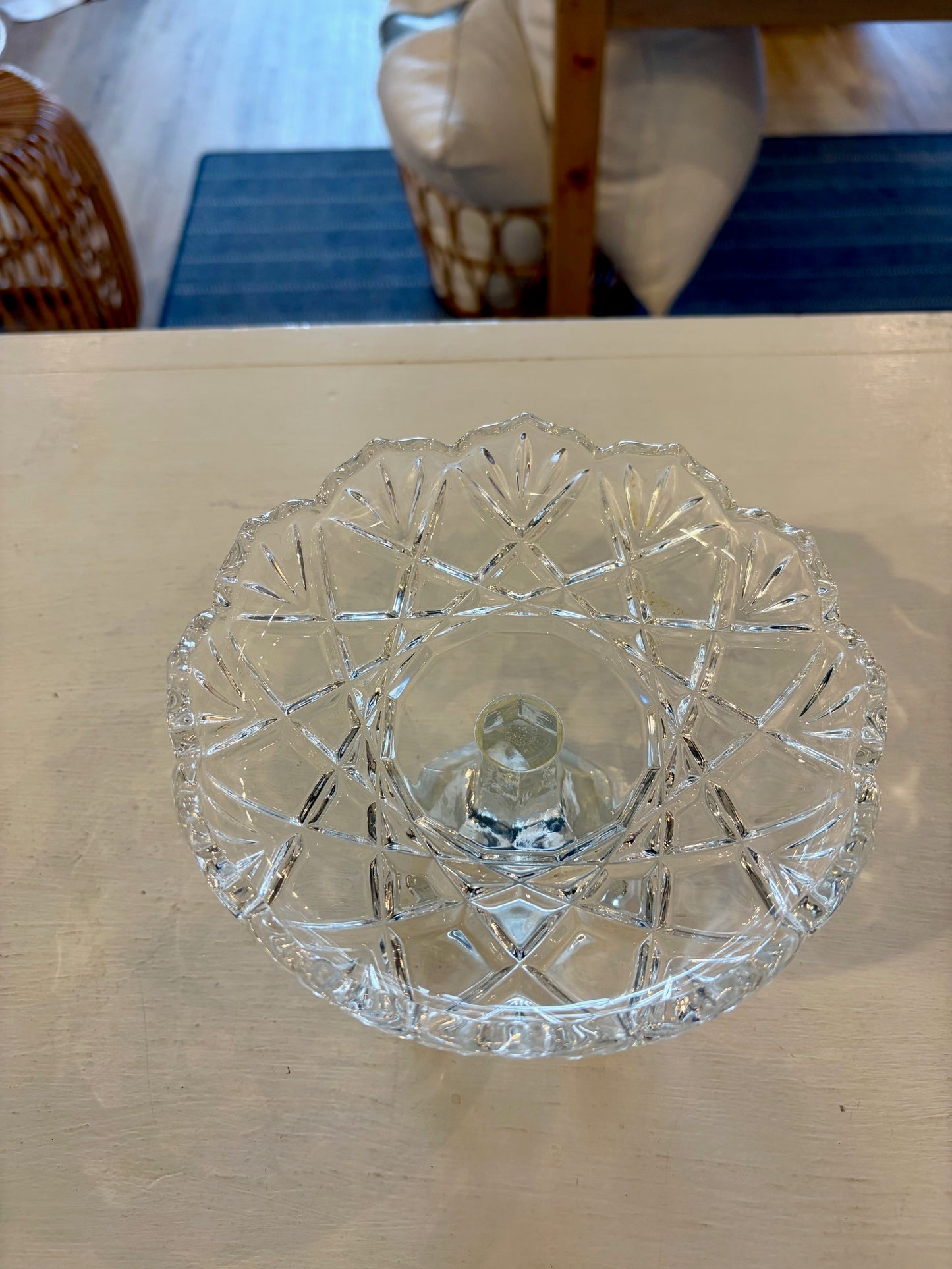 Vintage Cut Glass Pedestal Dish