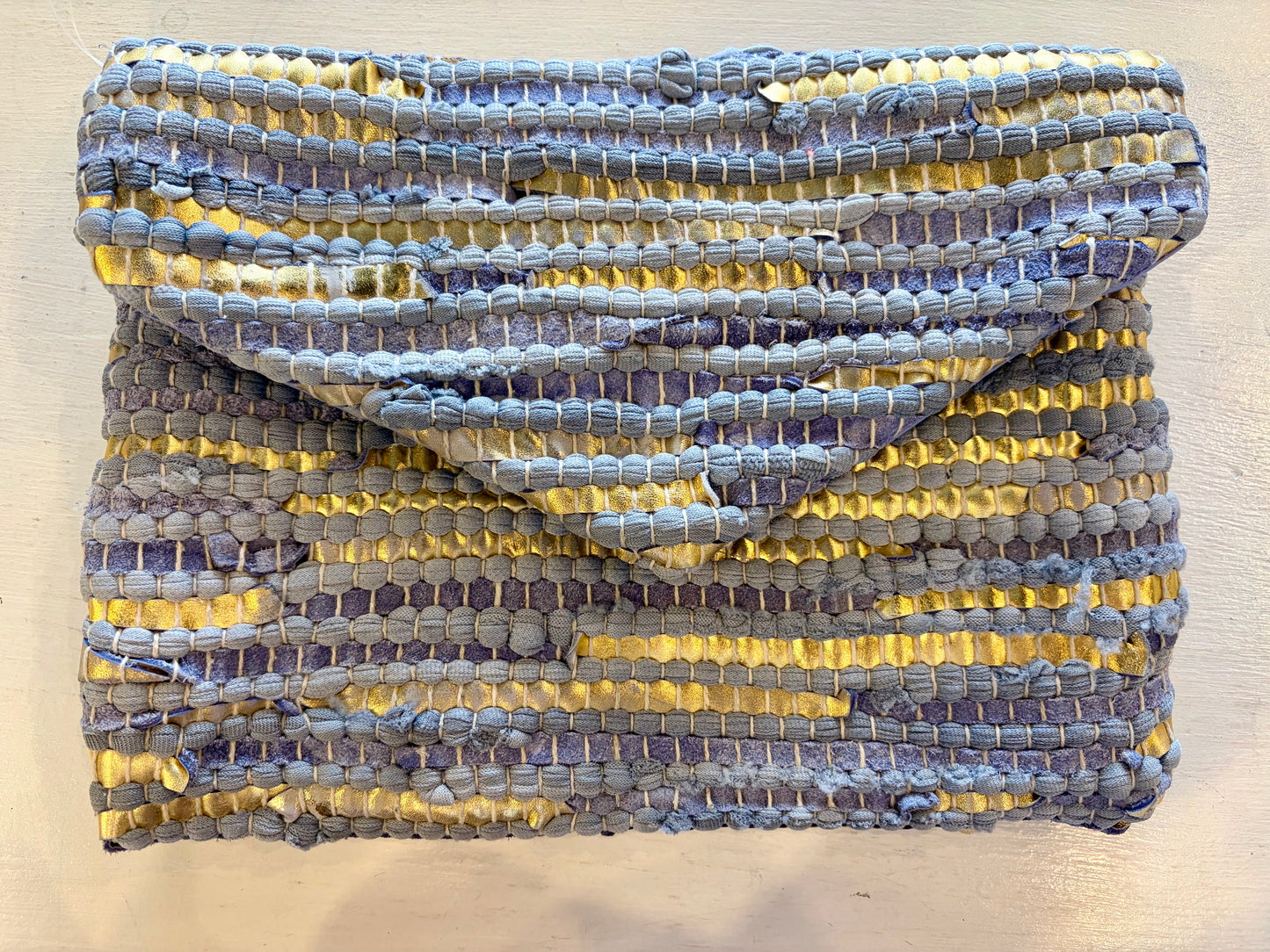 Woven Gold Envelope Clutch Purse