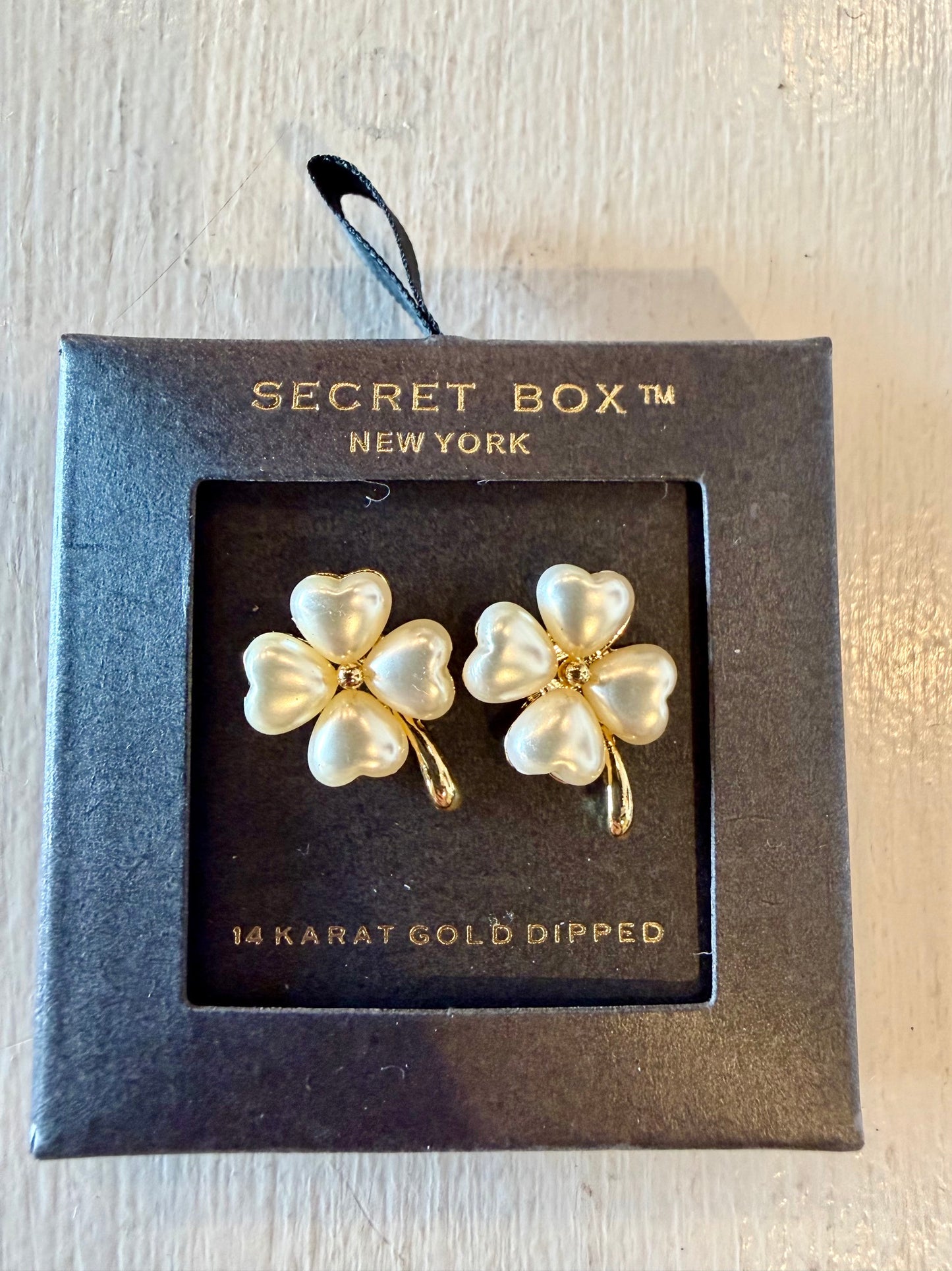 Gold & Pearl Clover Earrings