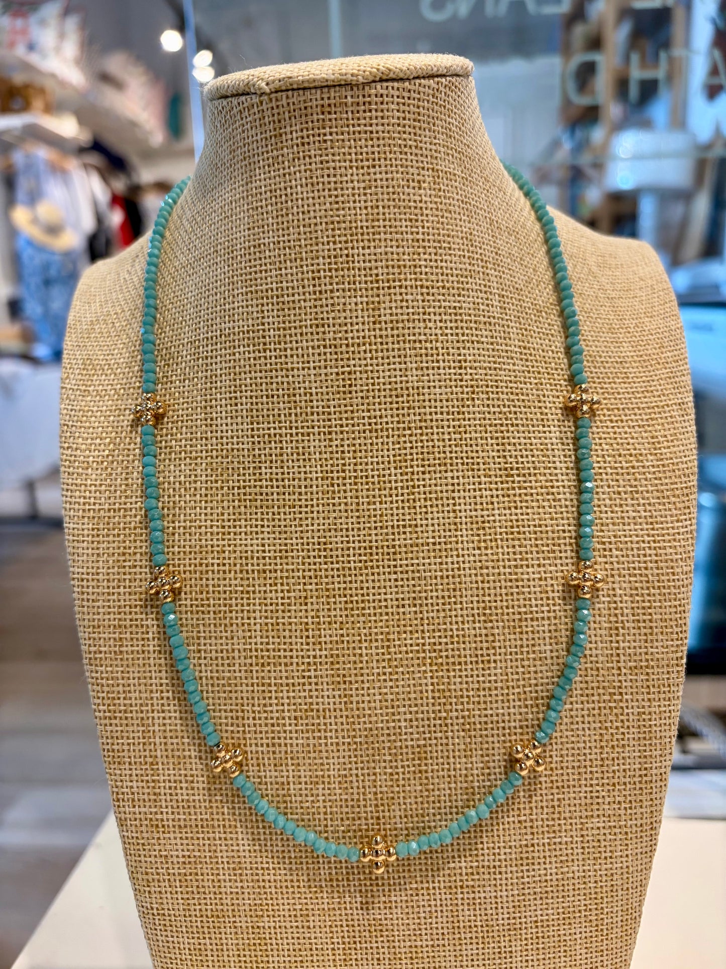 Turquoise & Gold Beaded Choker