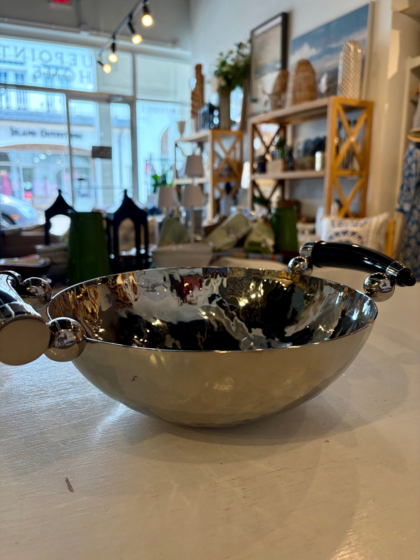 Reflective Silver Handled Bowl