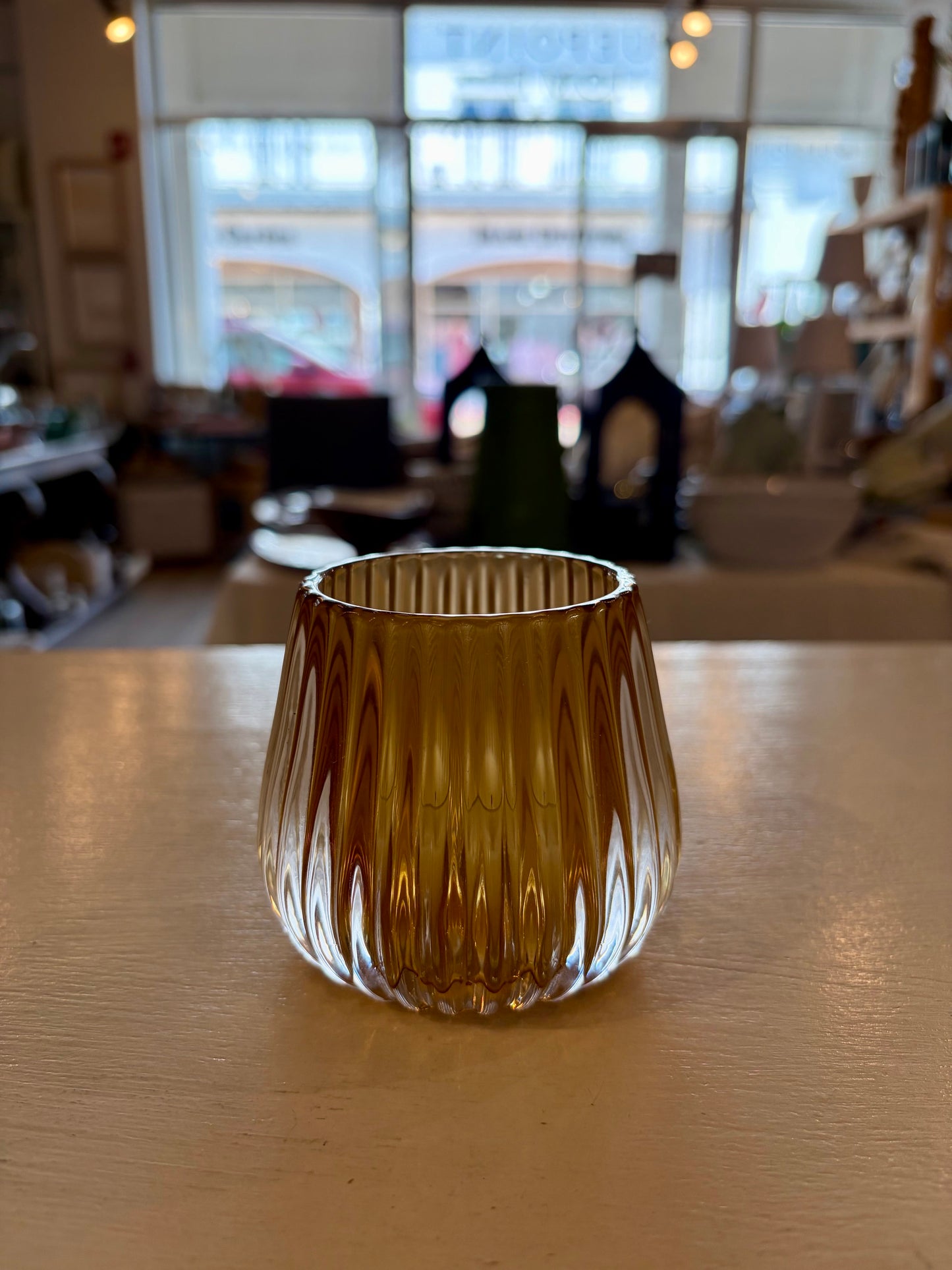 Amber Glass Votive Holder