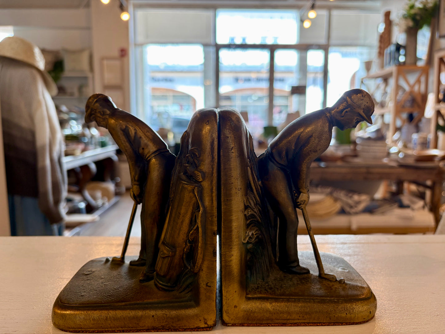 Vintage Golfer Bookend Pair