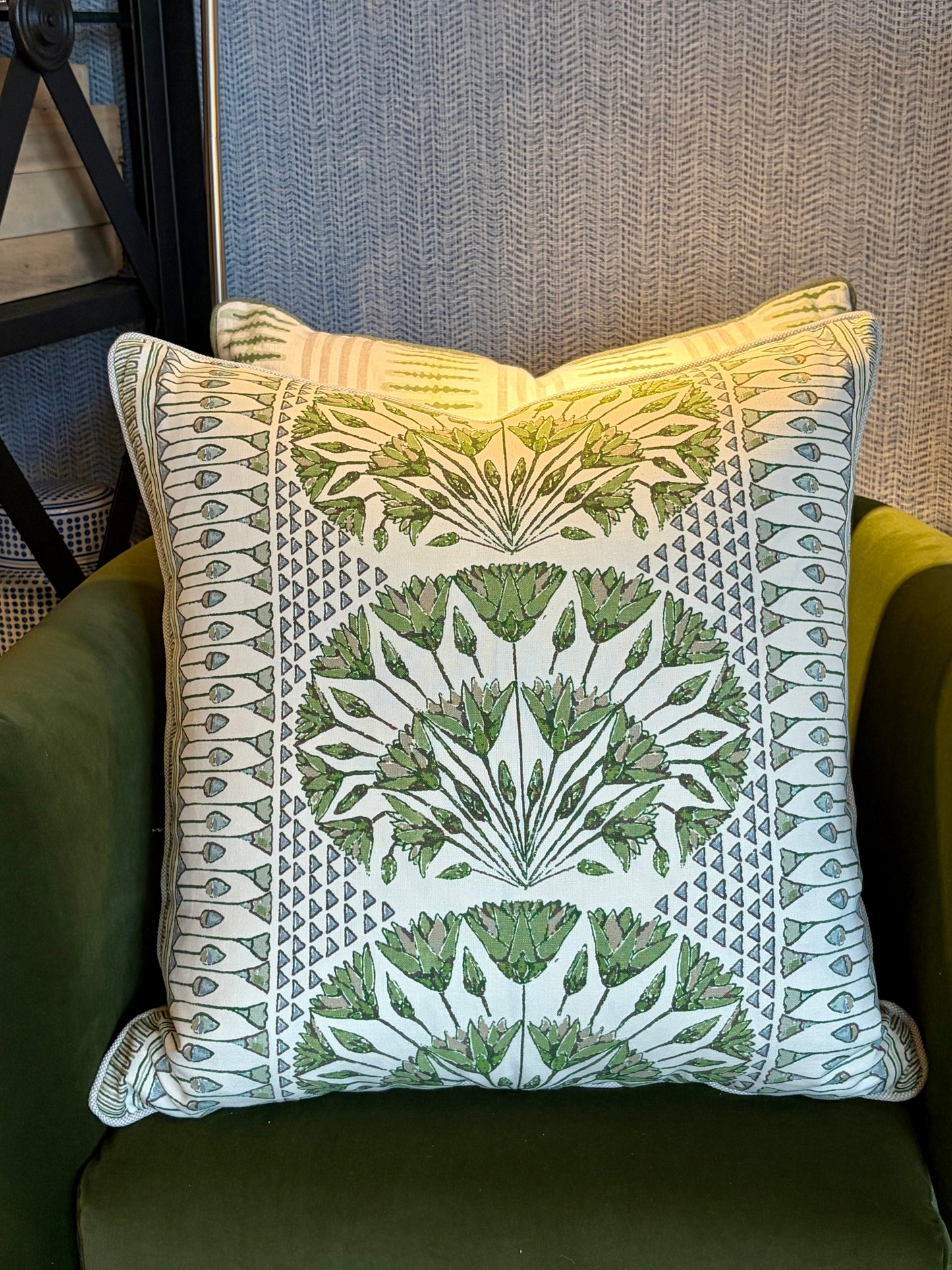 Green and White Cairo Pillow