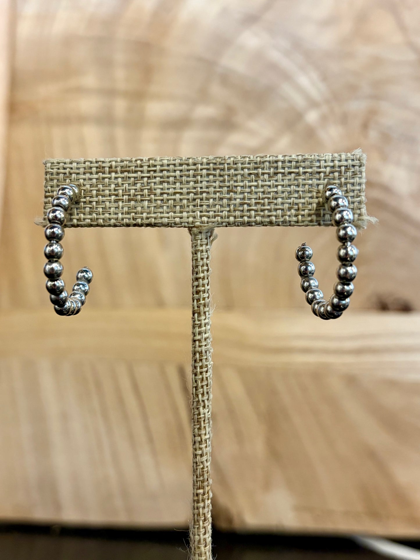 Silver Bubble Beaded Hoop Earrings