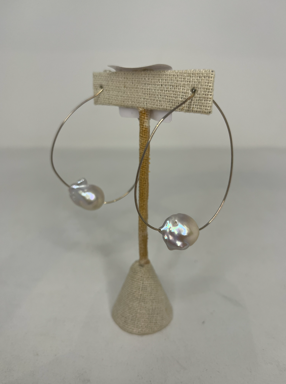 Silver Pearl Hoop Earrings