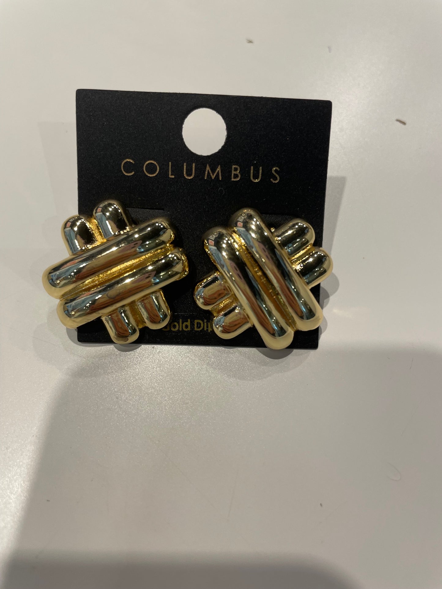 Thick Funky Knot Gold Earrings