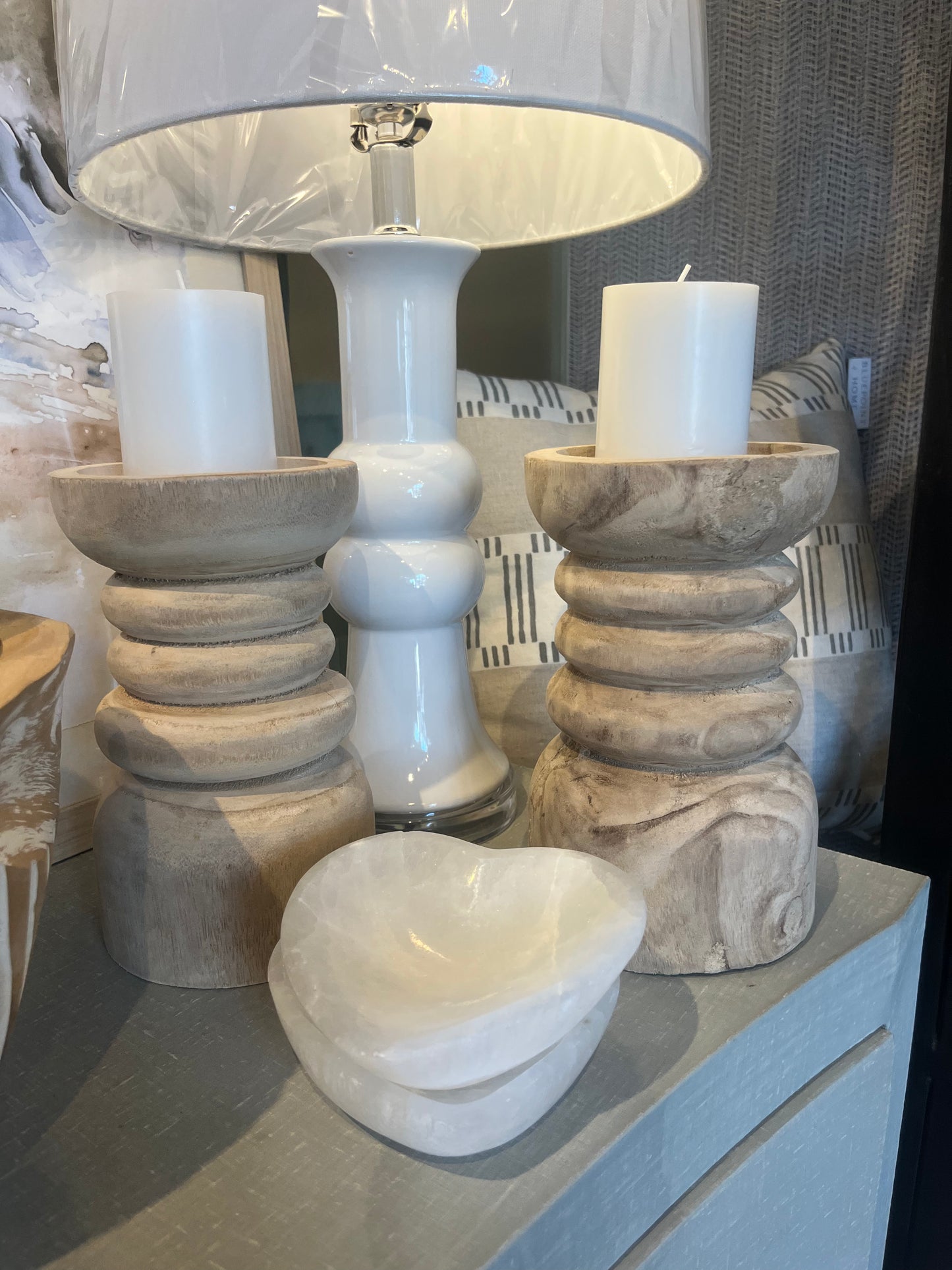 Wooden Pillar Candle Holder (Set of Two)