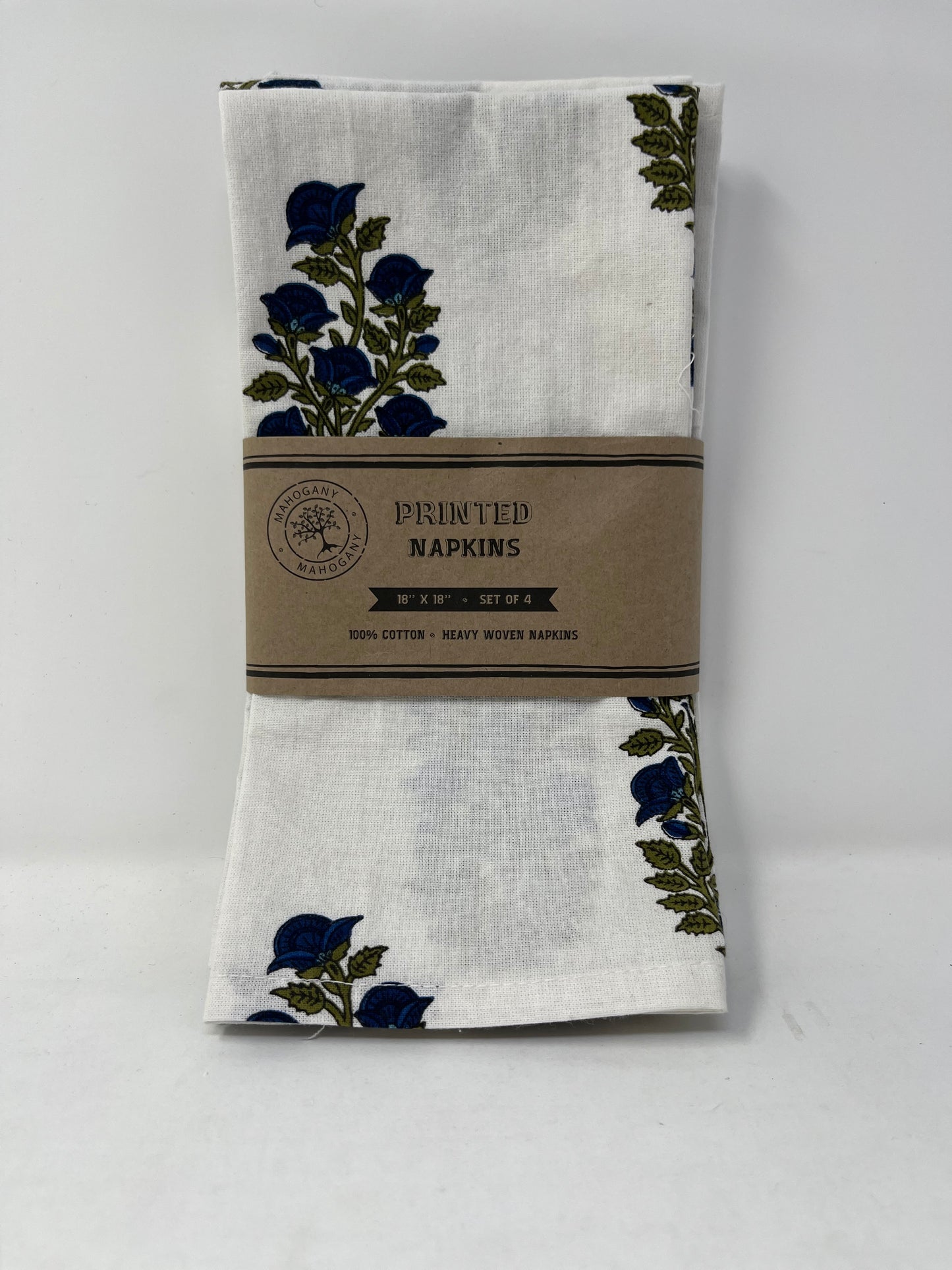 Mahogany Printed Flower Motif Napkins (Set of 4)