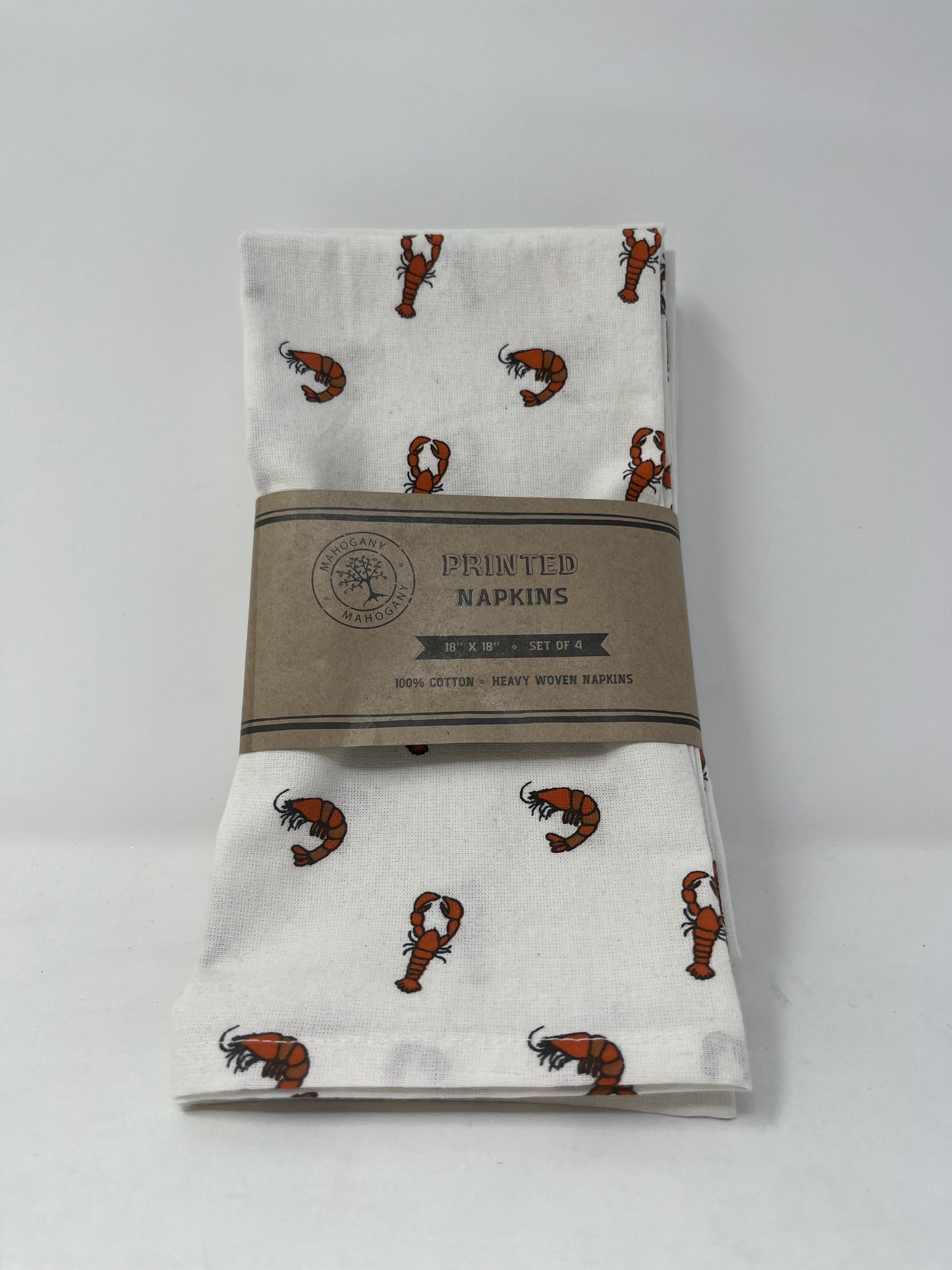 Mahogany Printed Shellfish Motif Napkins (Set of 4)