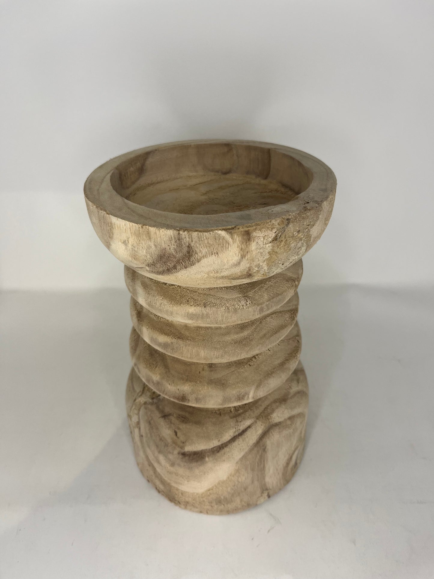 Wooden Pillar Candle Holder (Set of Two)