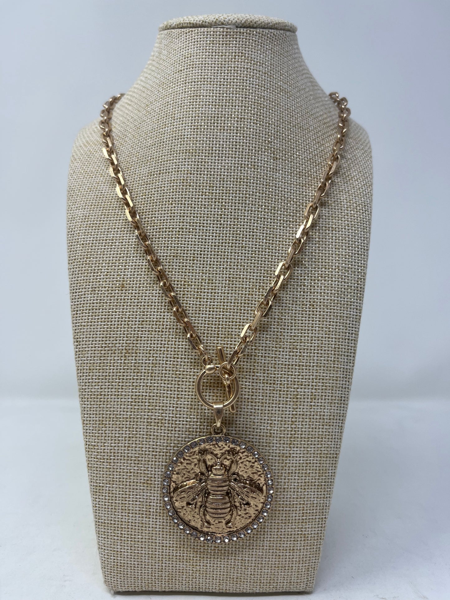Gold Bee Pendant Necklace