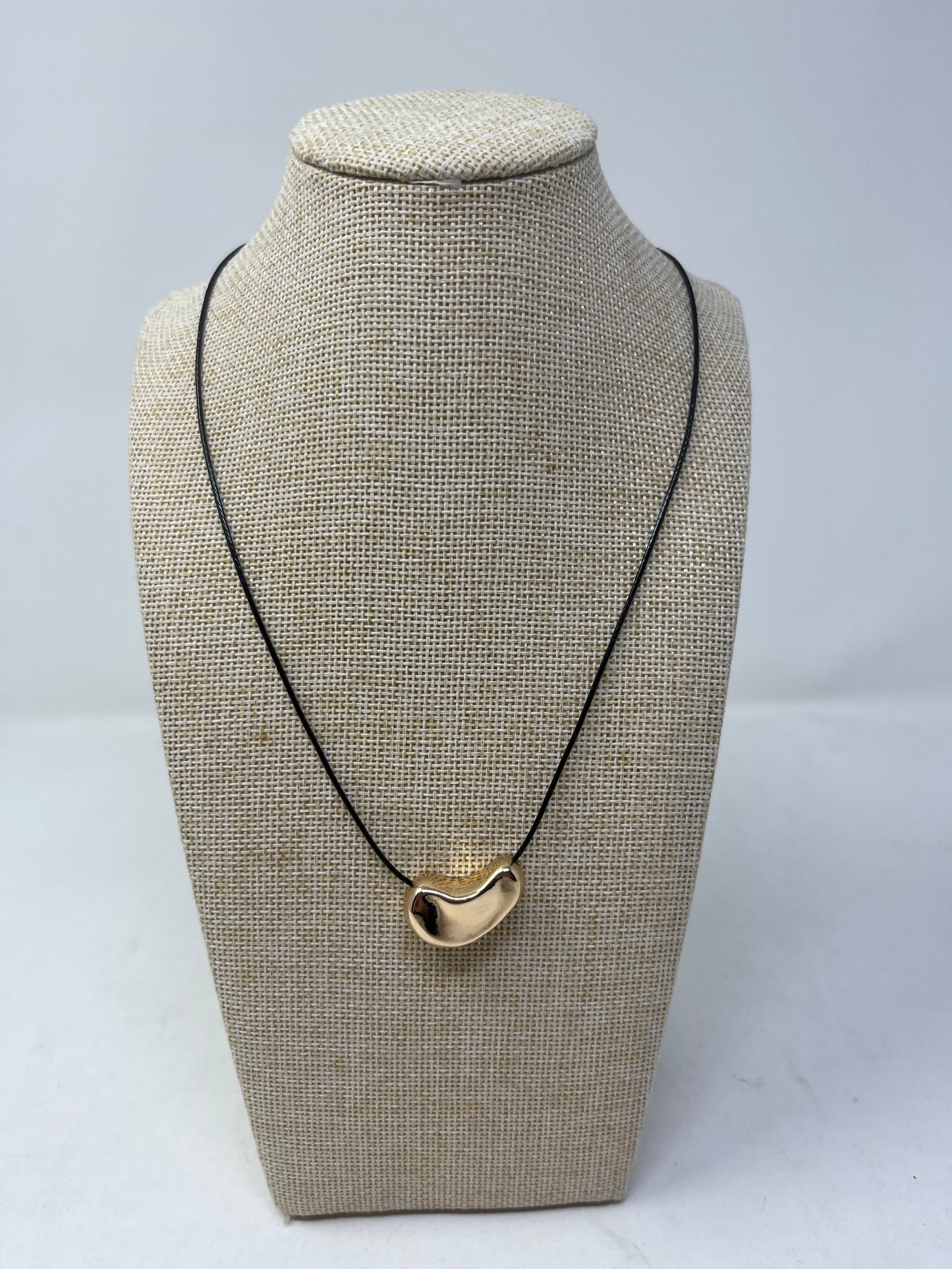 Gold Bean on Leather Necklace