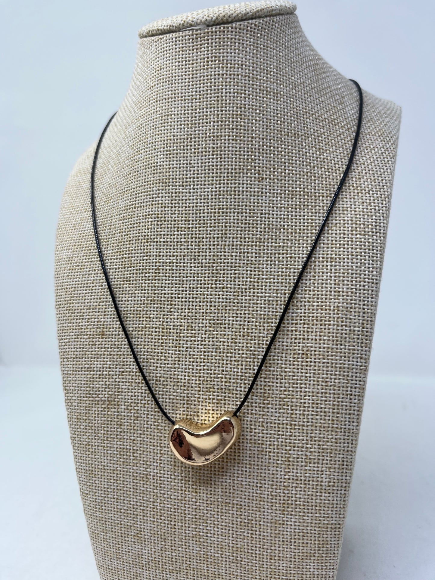 Gold Bean on Leather Necklace