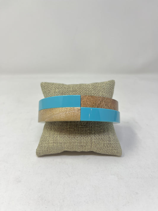 Blue Wooden Bangle Bracelet