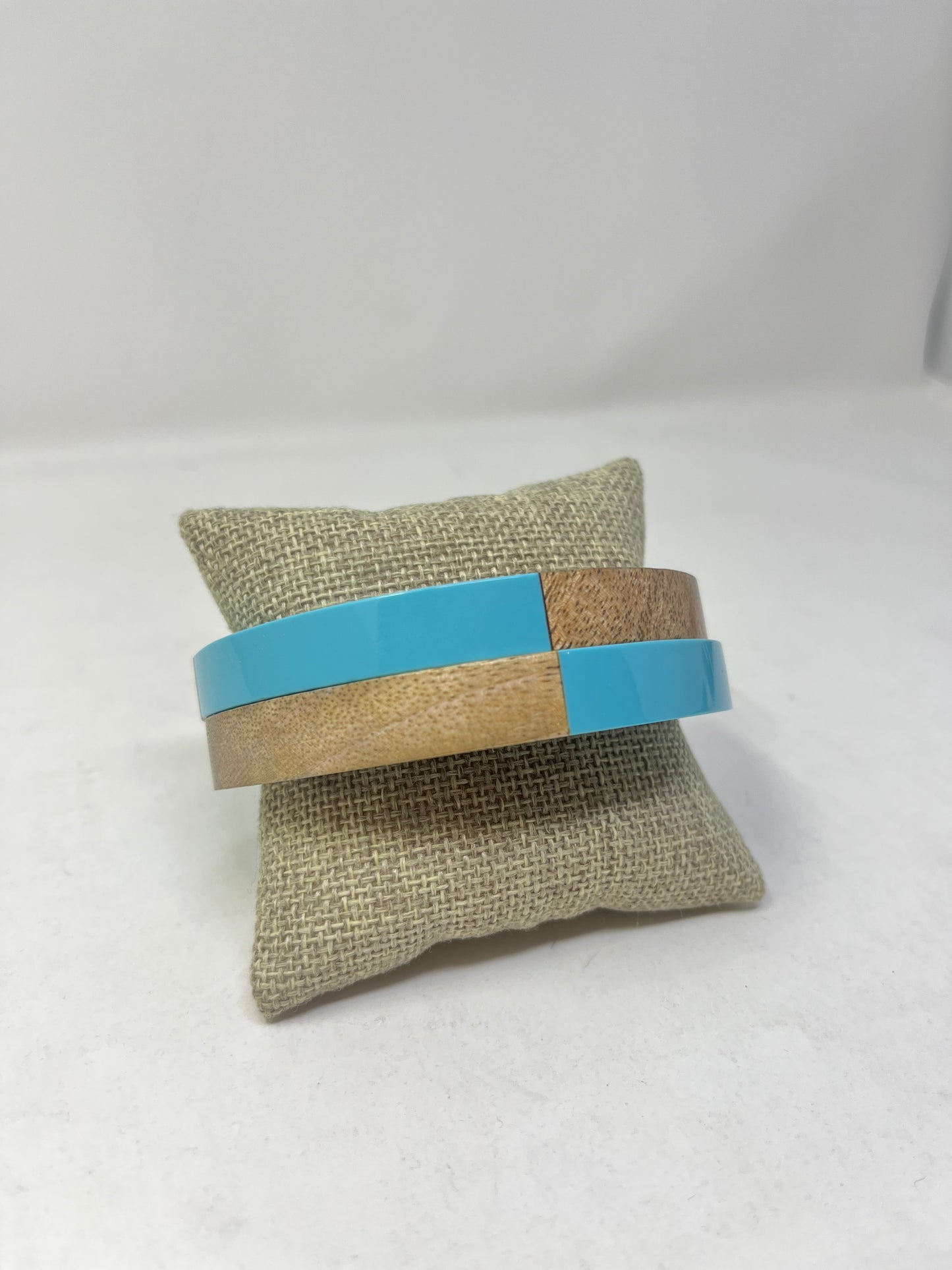 Blue Wooden Bangle Bracelet