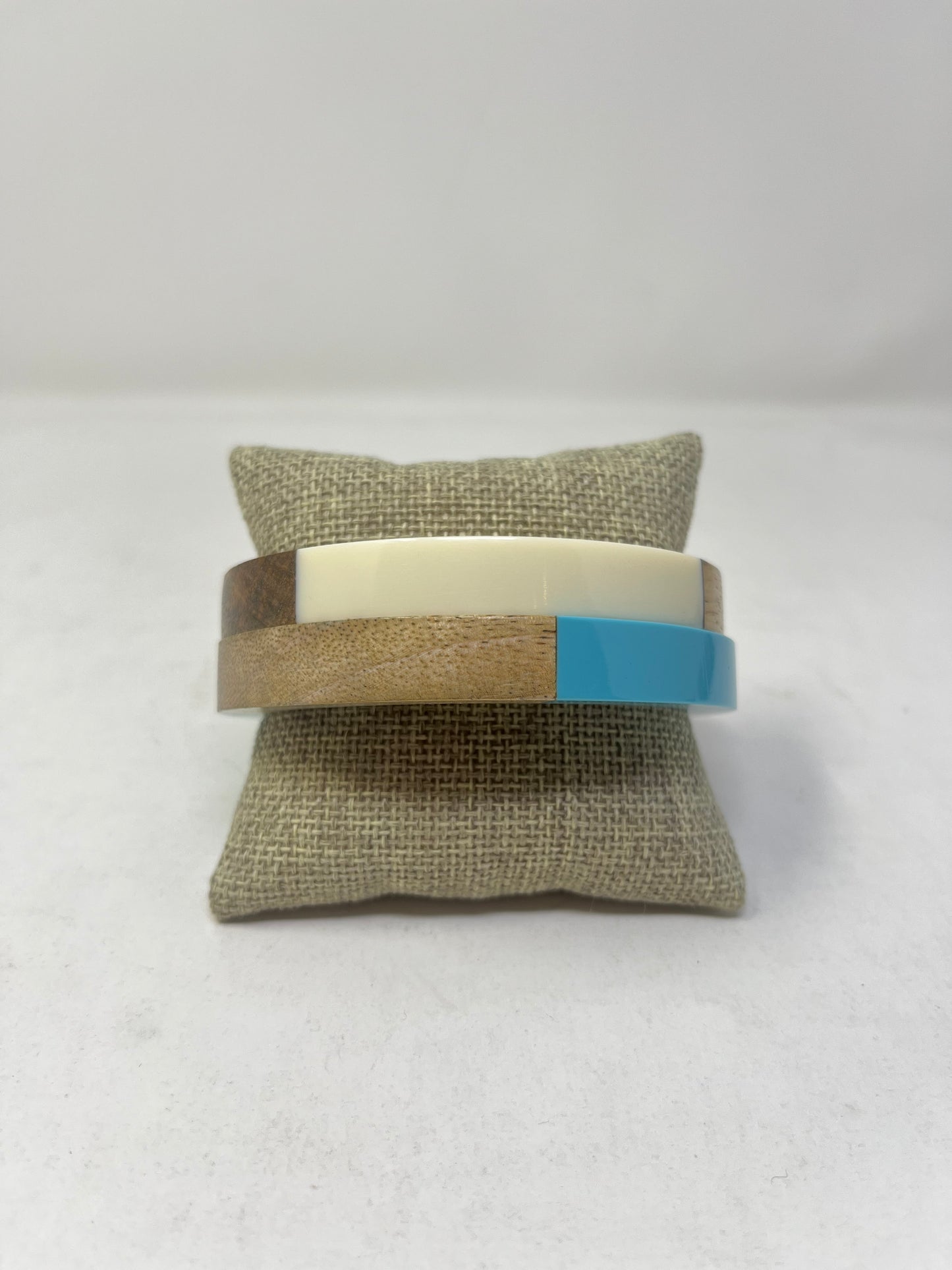 Blue Wooden Bangle Bracelet