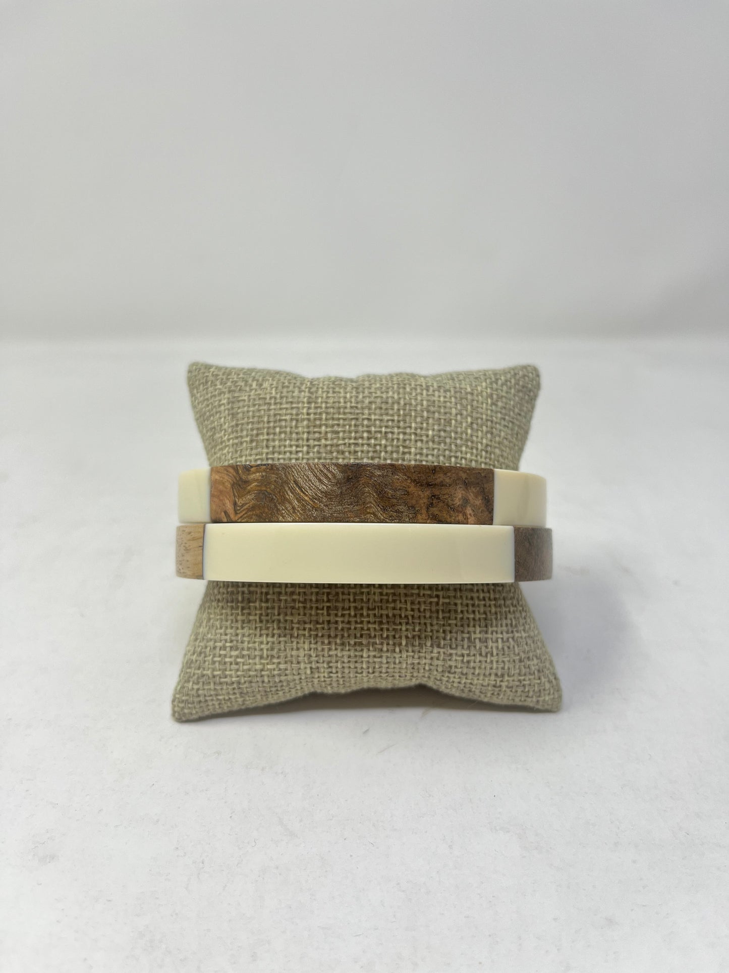 White Wooden Bangle Bracelet