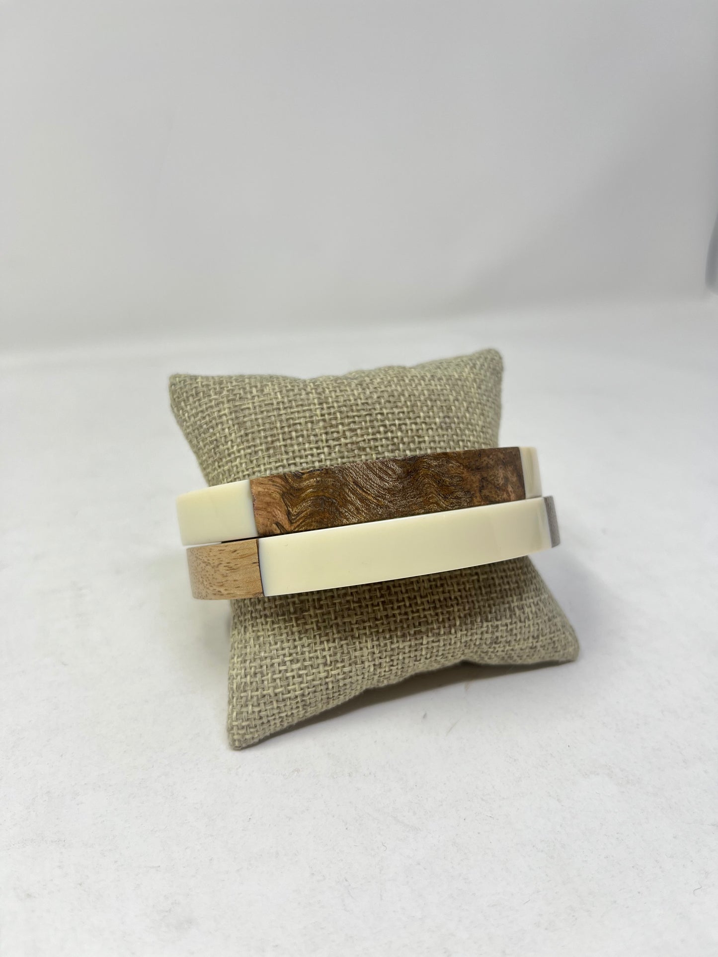 White Wooden Bangle Bracelet