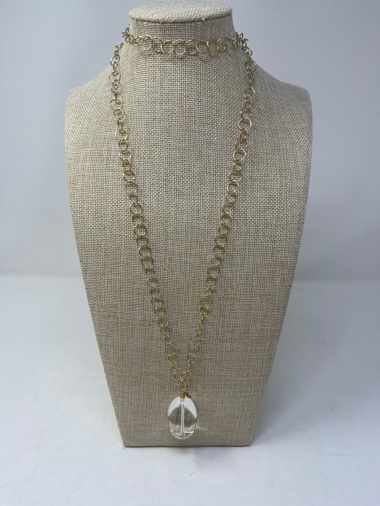Halo Drop Gold Necklace