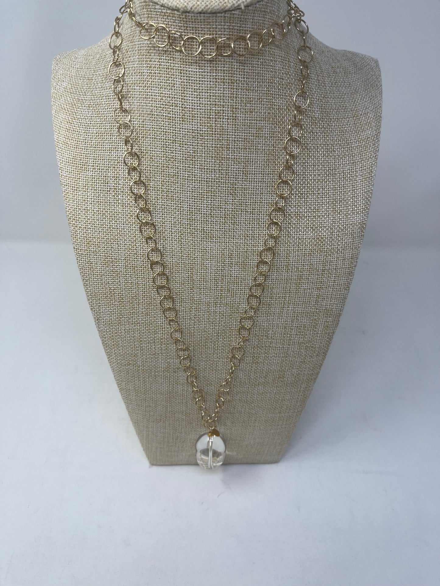 Halo Drop Gold Necklace