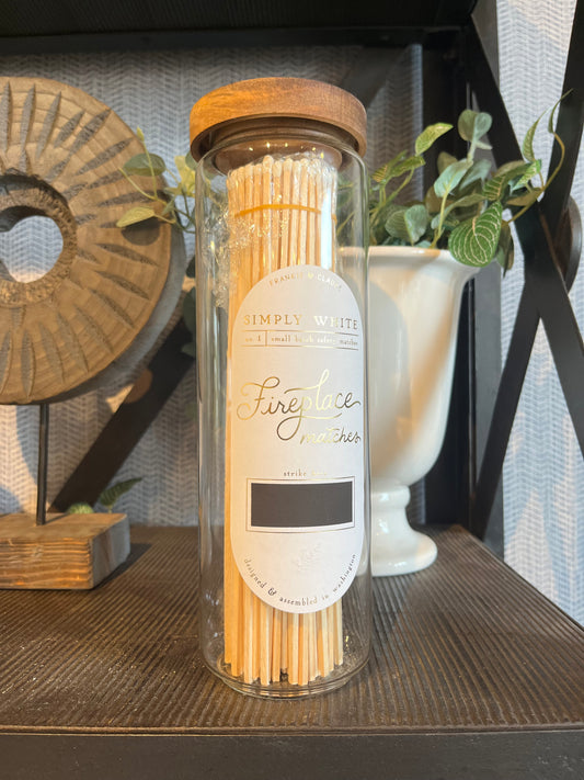 Simply White Fireplace Matches Jar