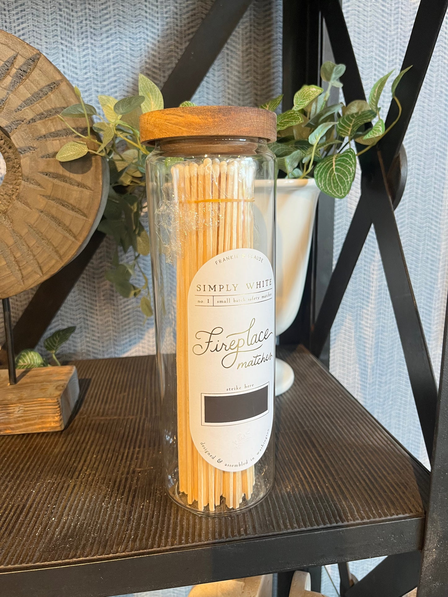 Simply White Fireplace Matches Jar