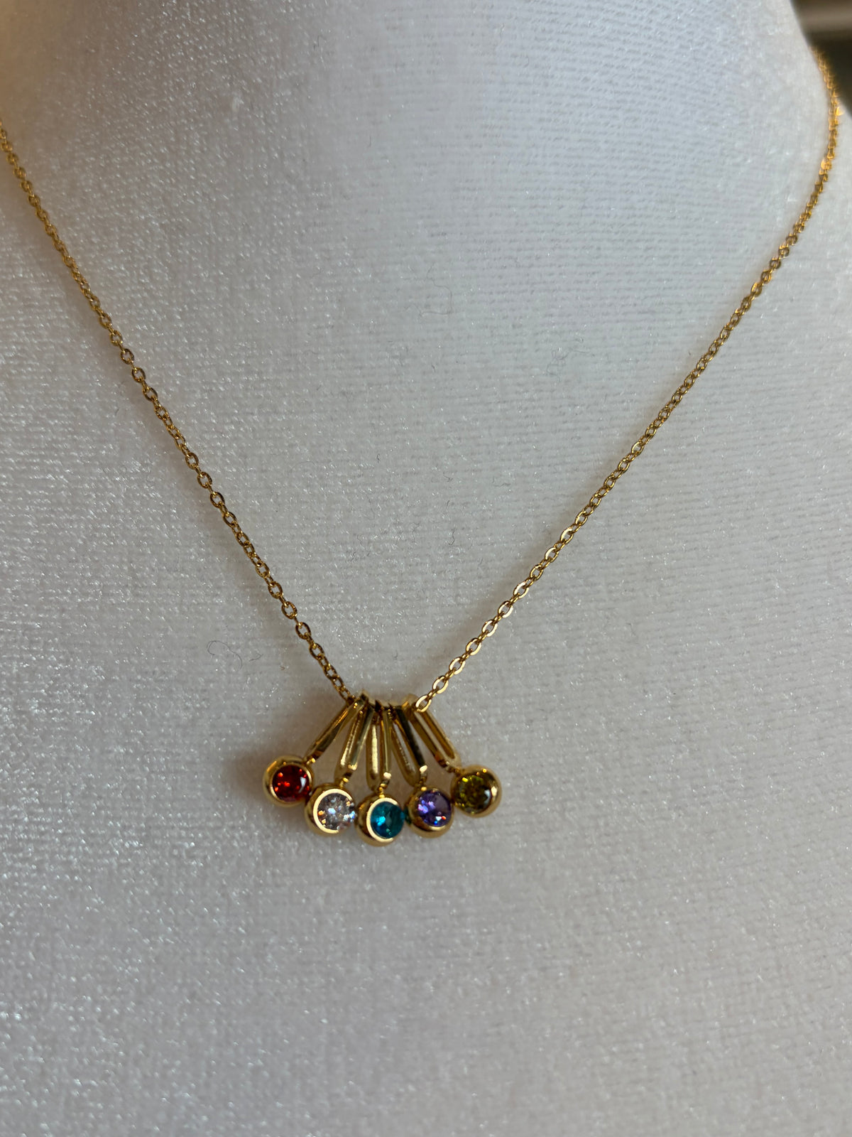 5 Stone Charm Necklace