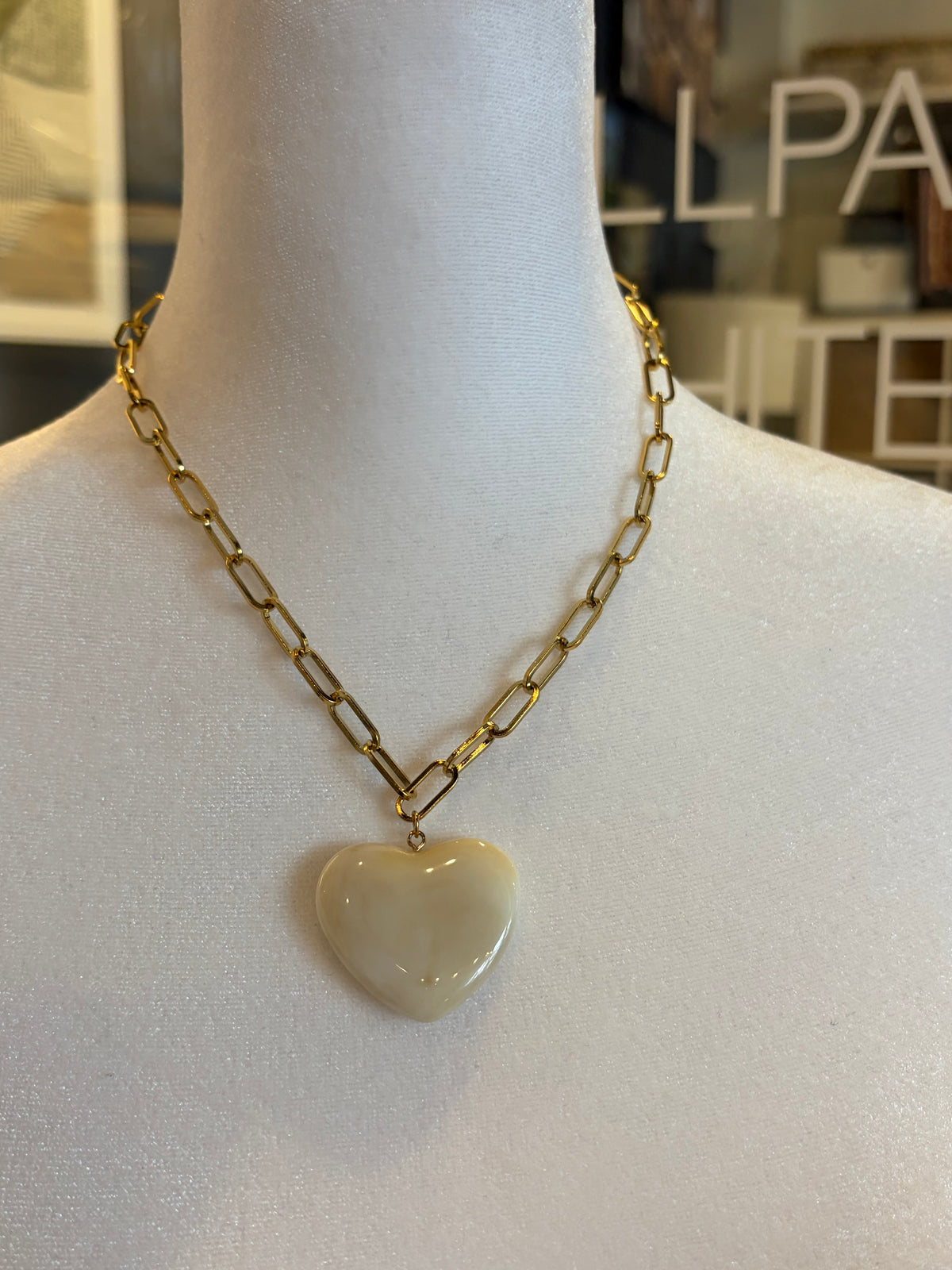 Stone Heart Pendant Necklace