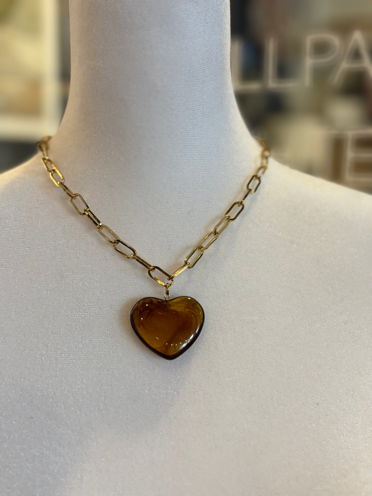 Stone Heart Pendant Necklace