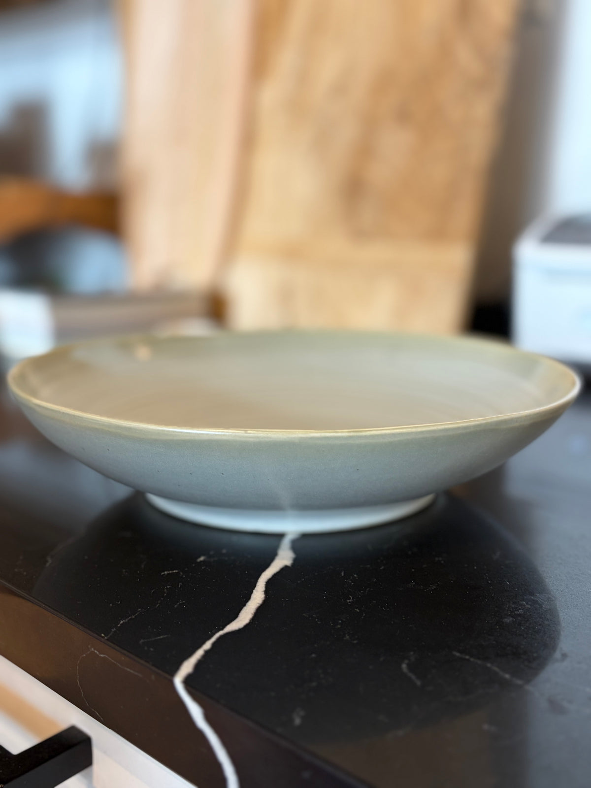Green and White Swirled Dish