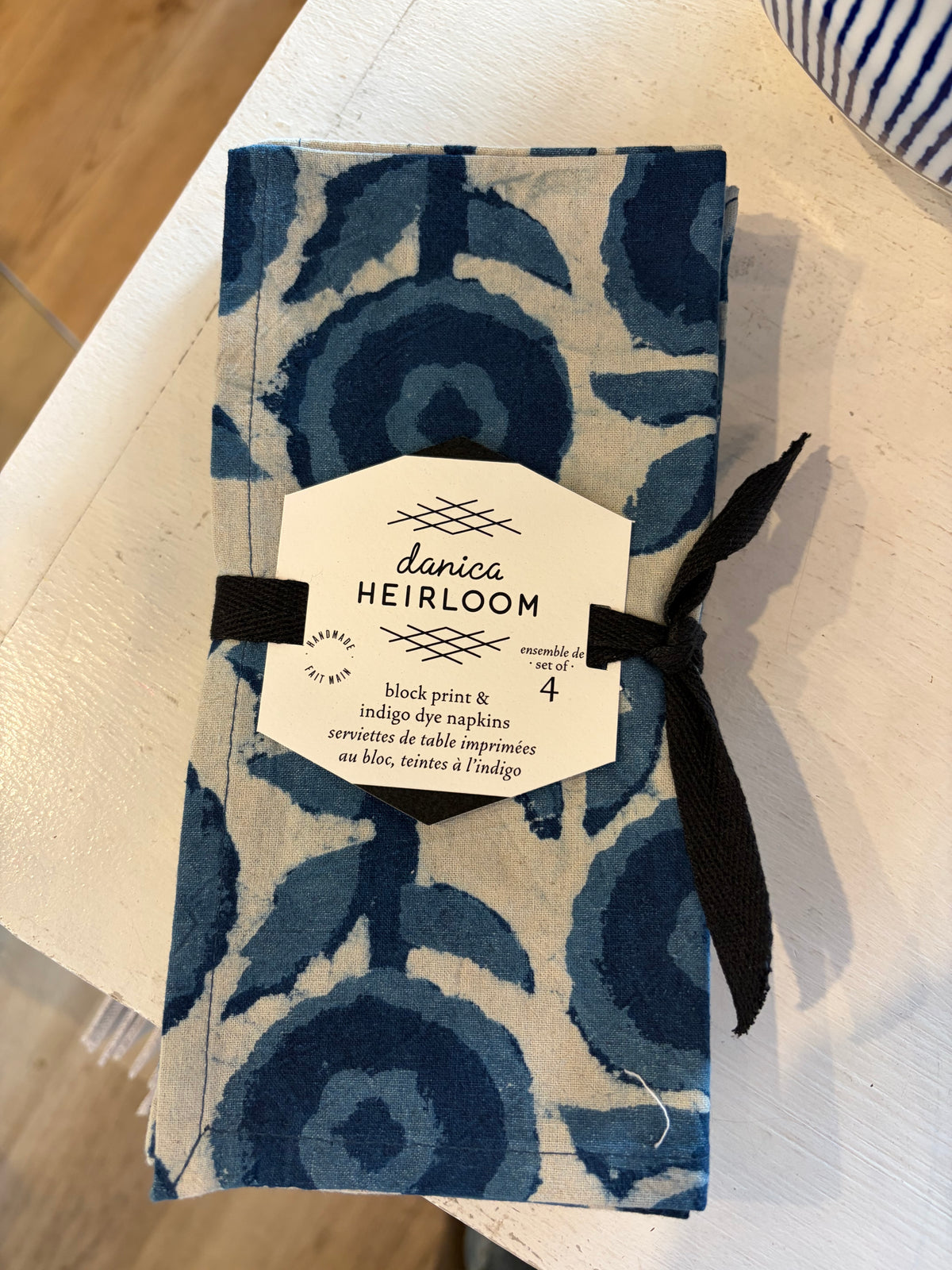 Blue Block Print Kitchen Towel